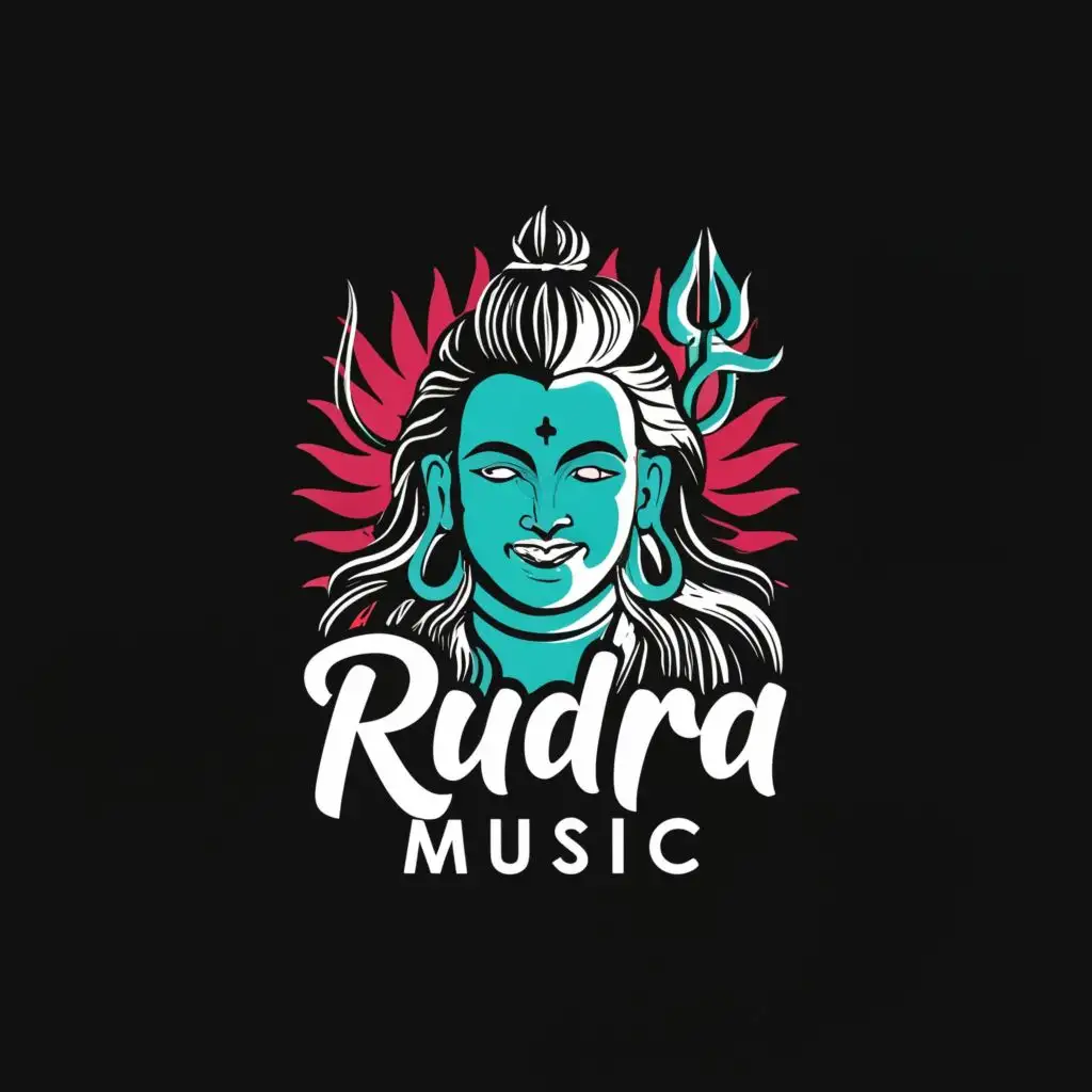 logo, Shiva, with the text "RUDRA Music", typography