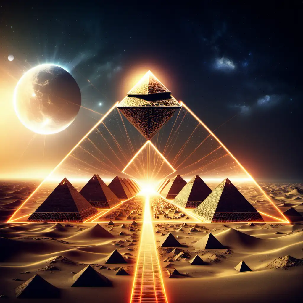 collection of pyramids network of light future