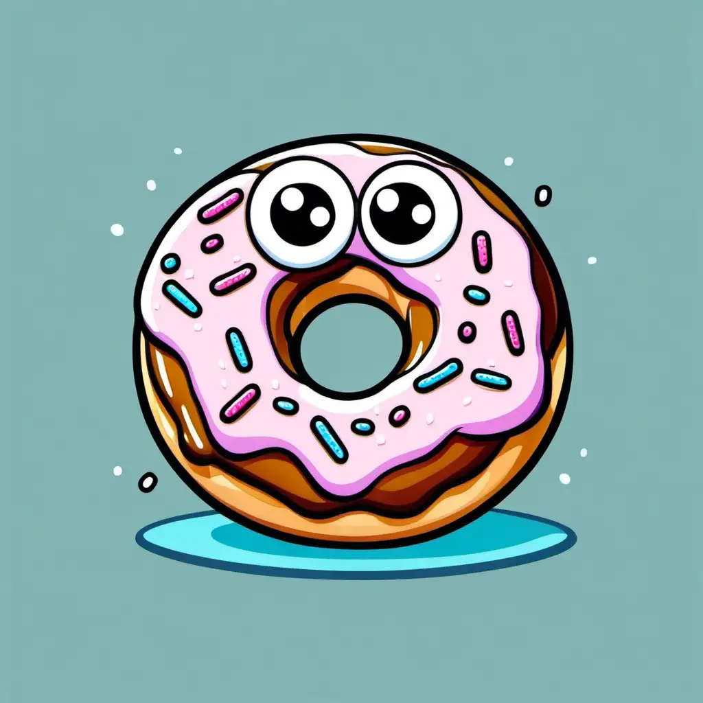 Whimsical Cartoon Scene with a Chilled Donut