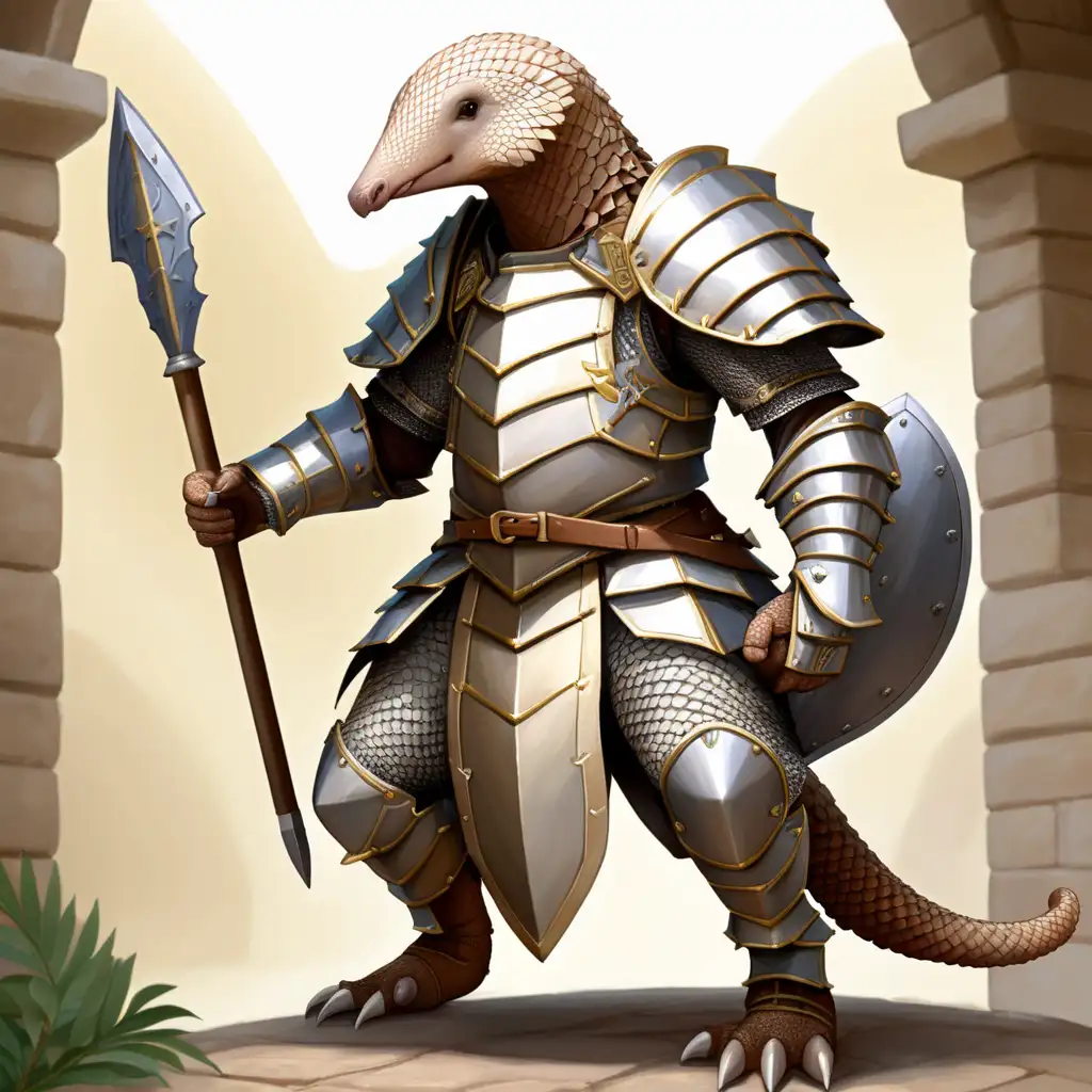 Courageous Pangolin Paladin in Enchanted Forest Battle