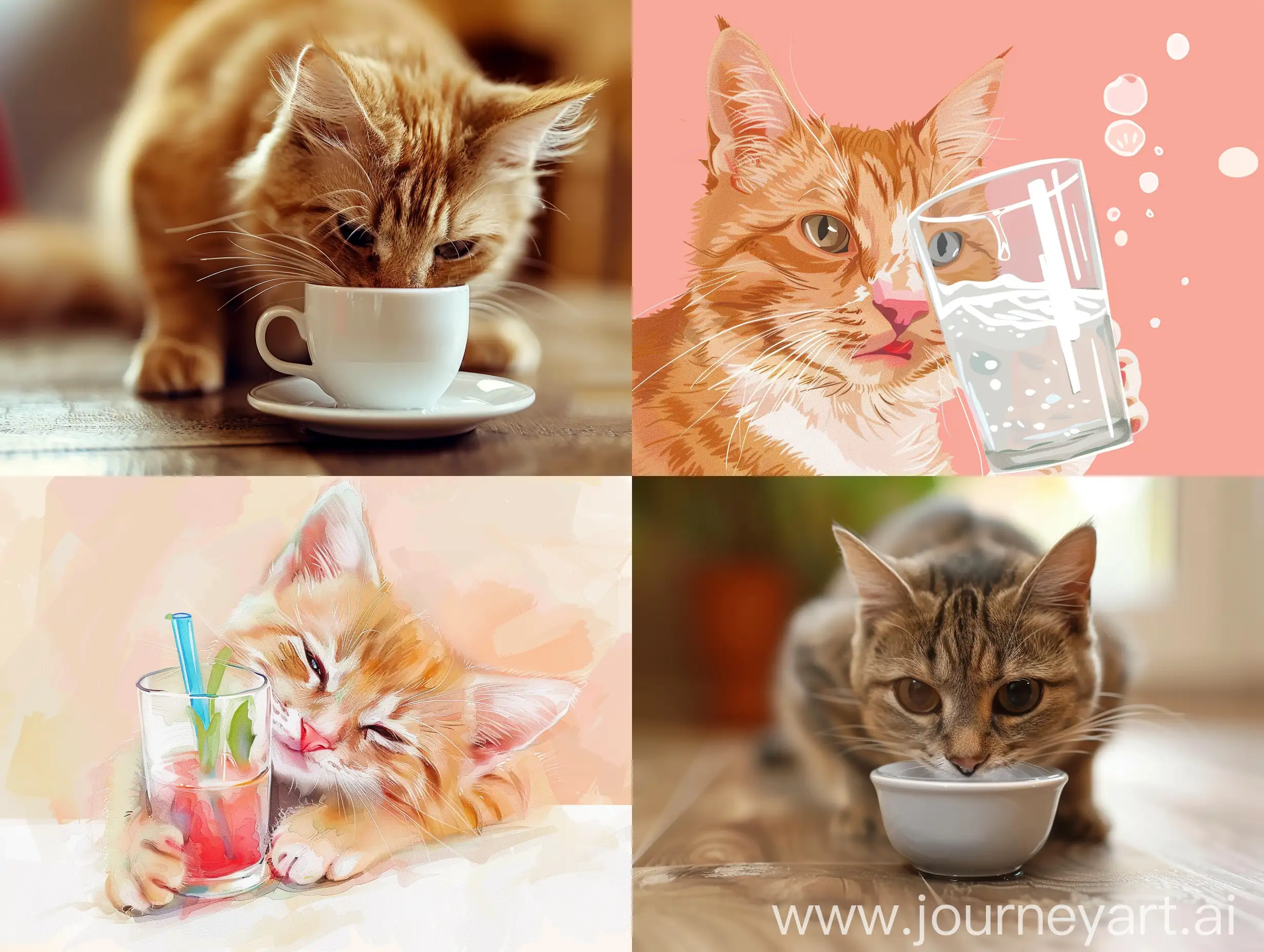 Adorable-Cat-Sipping-Refreshingly-Whimsical-Feline-Photography
