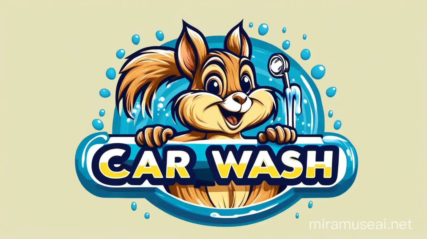 car wash logo, sudsy squirrel
