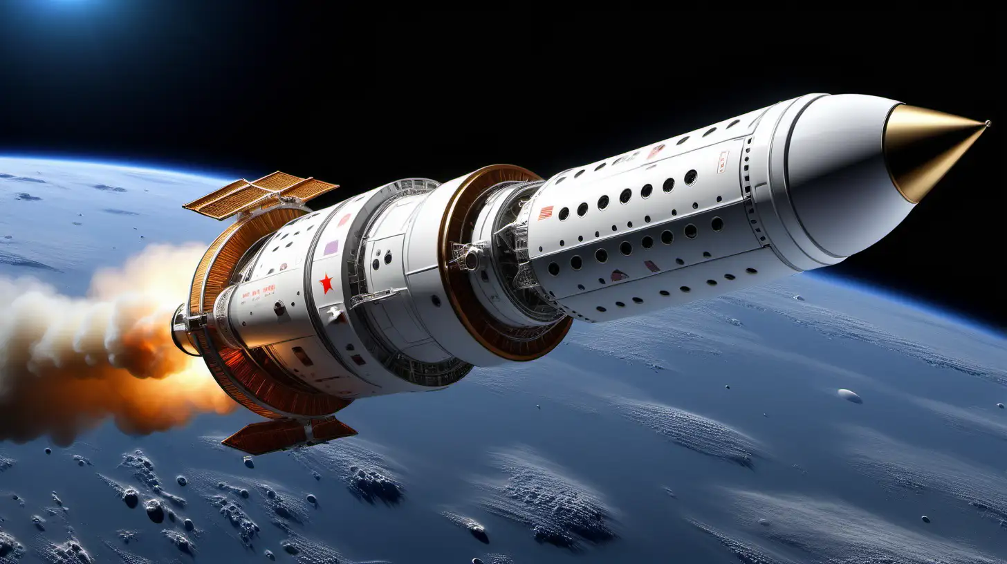 a futuristic china space craft in space headed to moon, very realistic