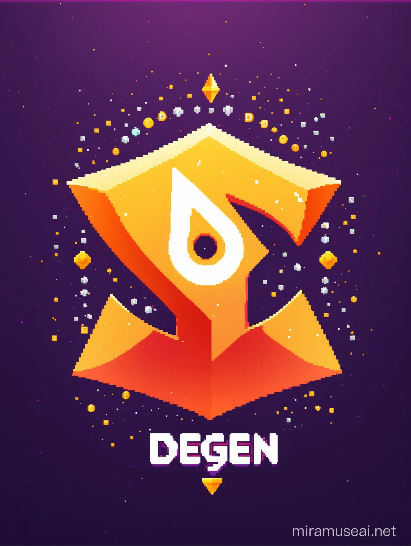 a crypto currency logo called ''degen'' in design of animation