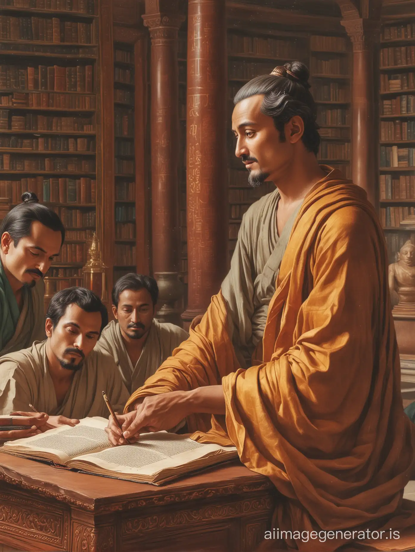 Siddhartha-Engaging-in-Deep-Conversations-with-Scholars-and-Philosophers-in-the-Palace-Library