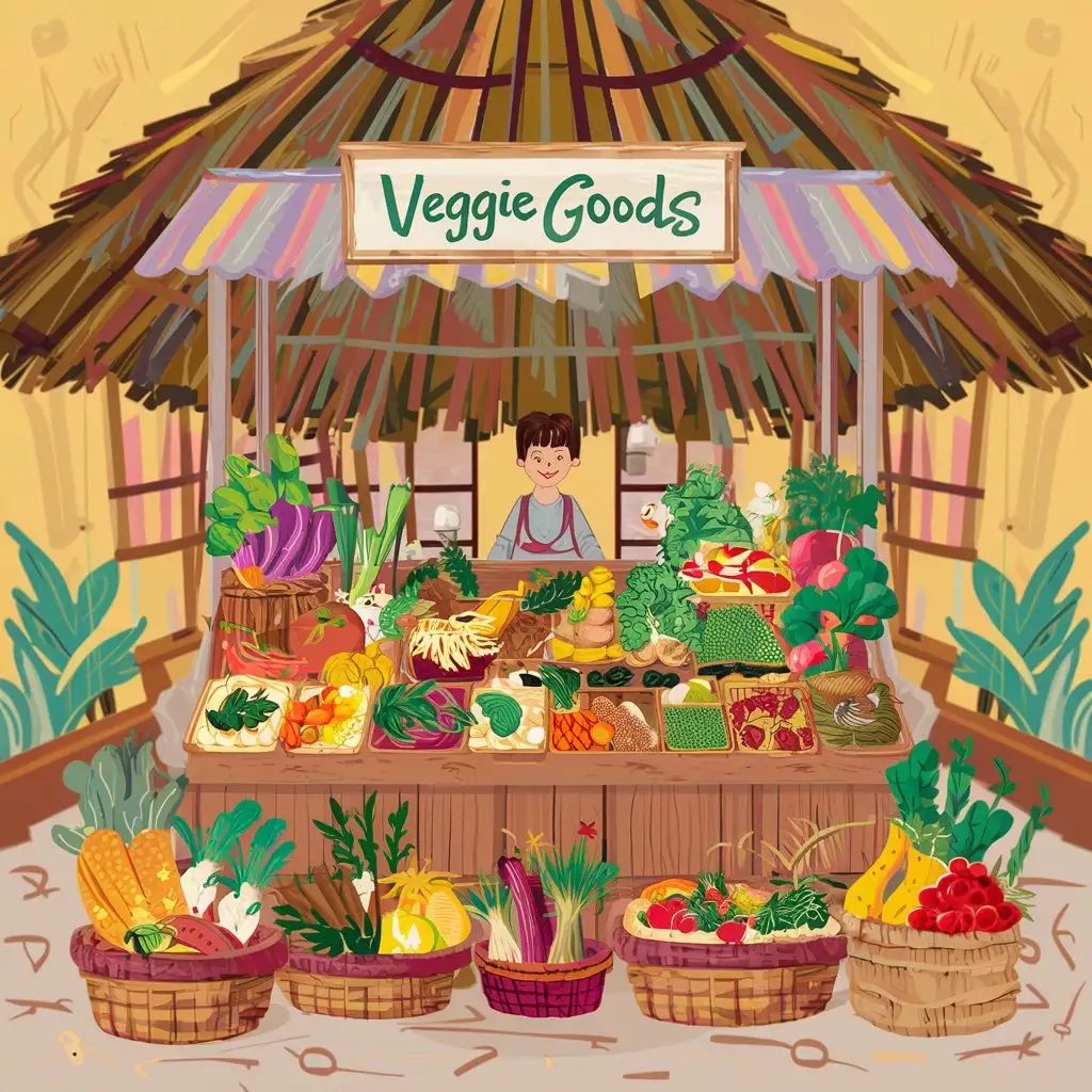 Bahay Kubo stall with the name " Veggie Goods"