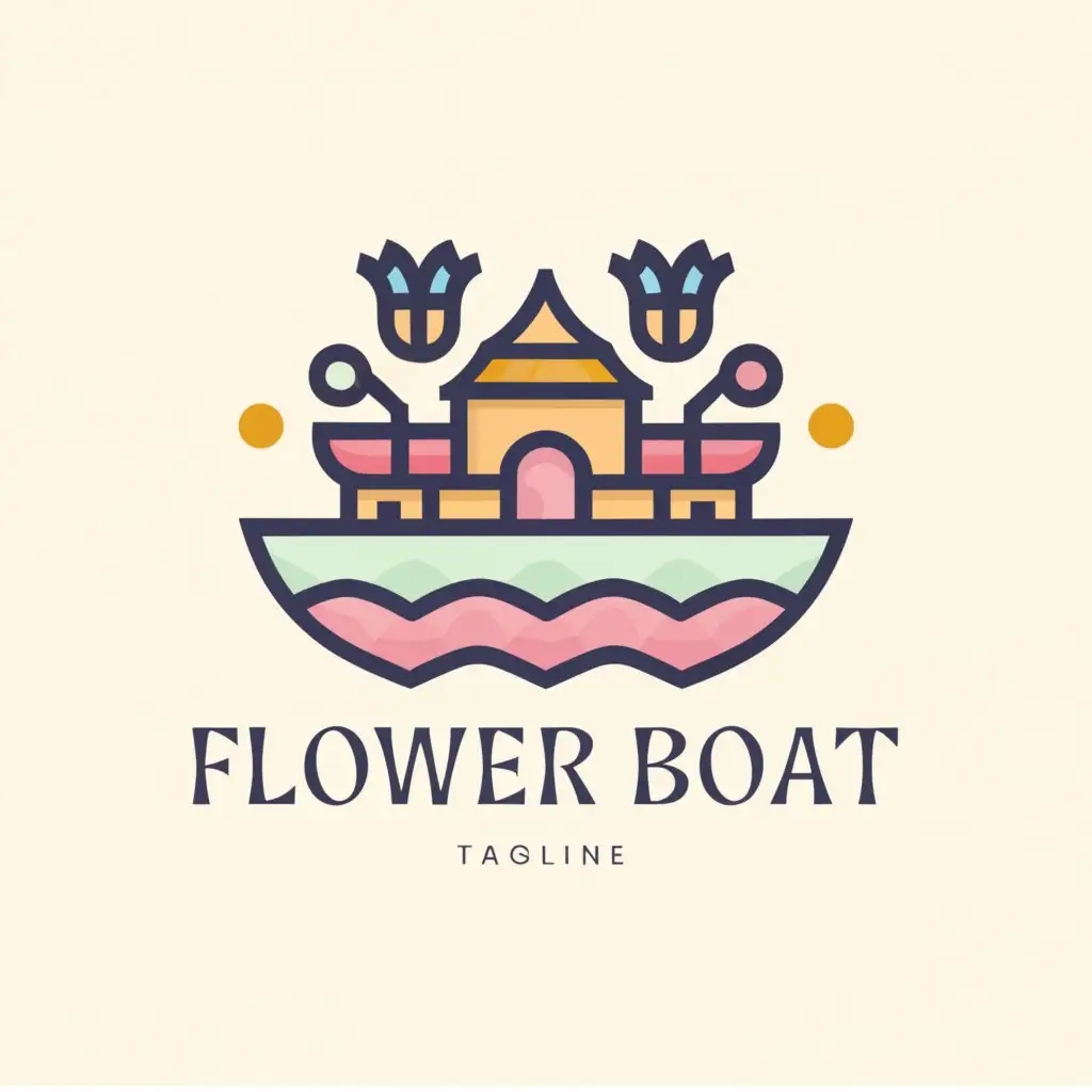 a logo design,with the text "flower boat", main symbol:palace,Moderate,clear background