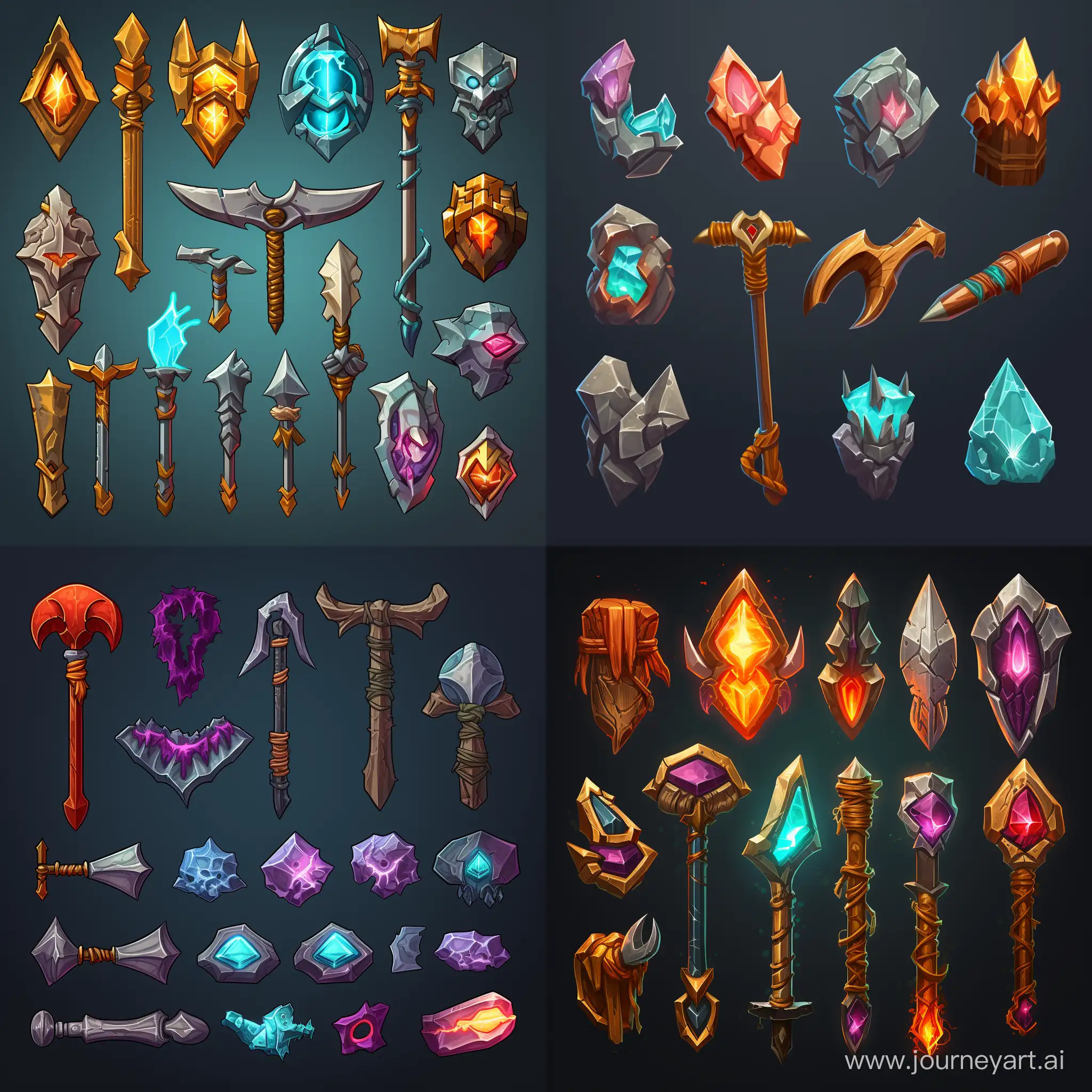 item spritesheet, best effects ligh crystals pickaxe axe shovel guns