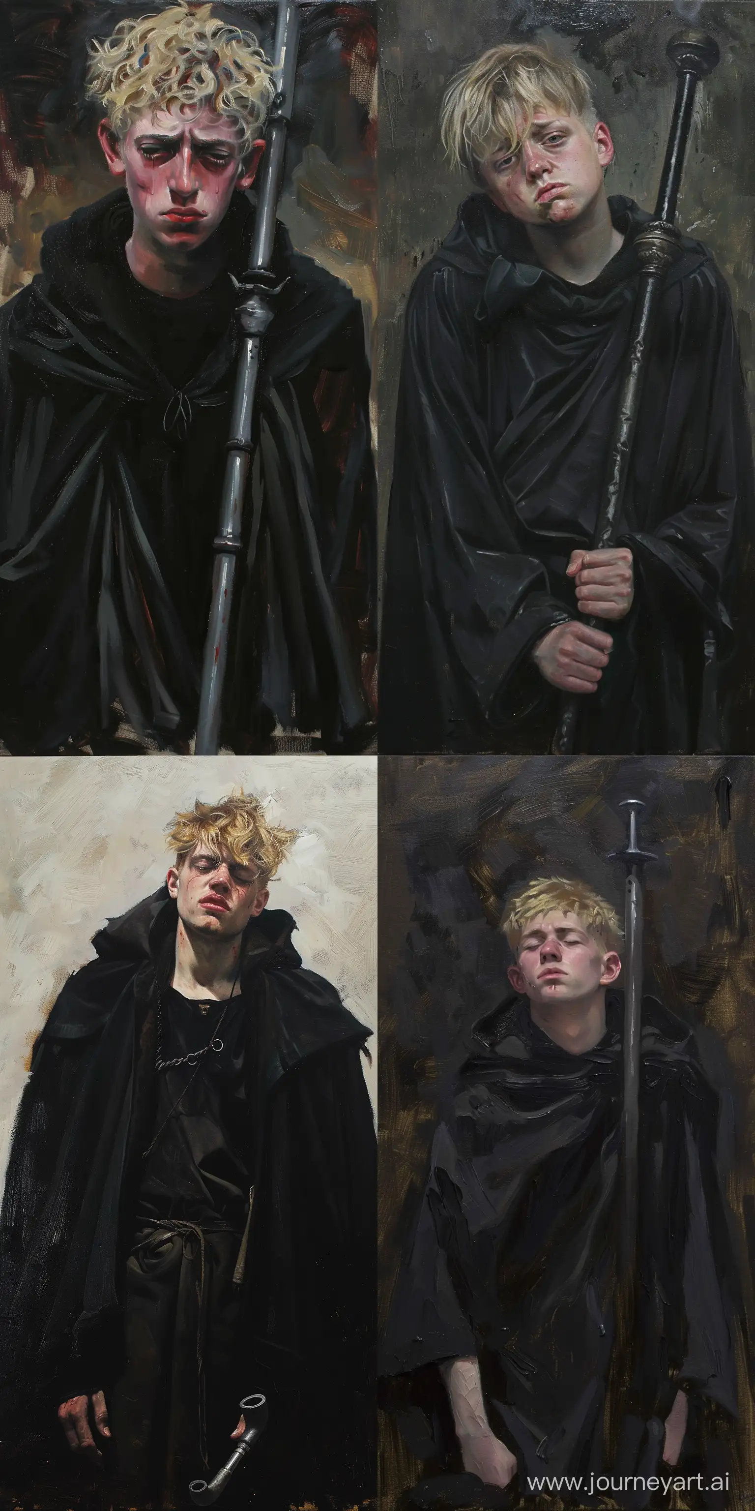 Fantasy-Portrait-Weary-Blonde-Man-in-Black-Robe-with-Metal-Pipe