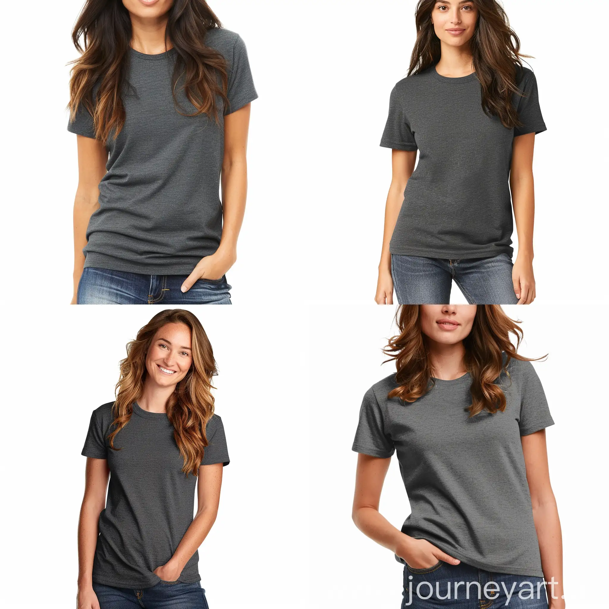 women wearing a Bella Canvas 3001 Dark Heather Gray