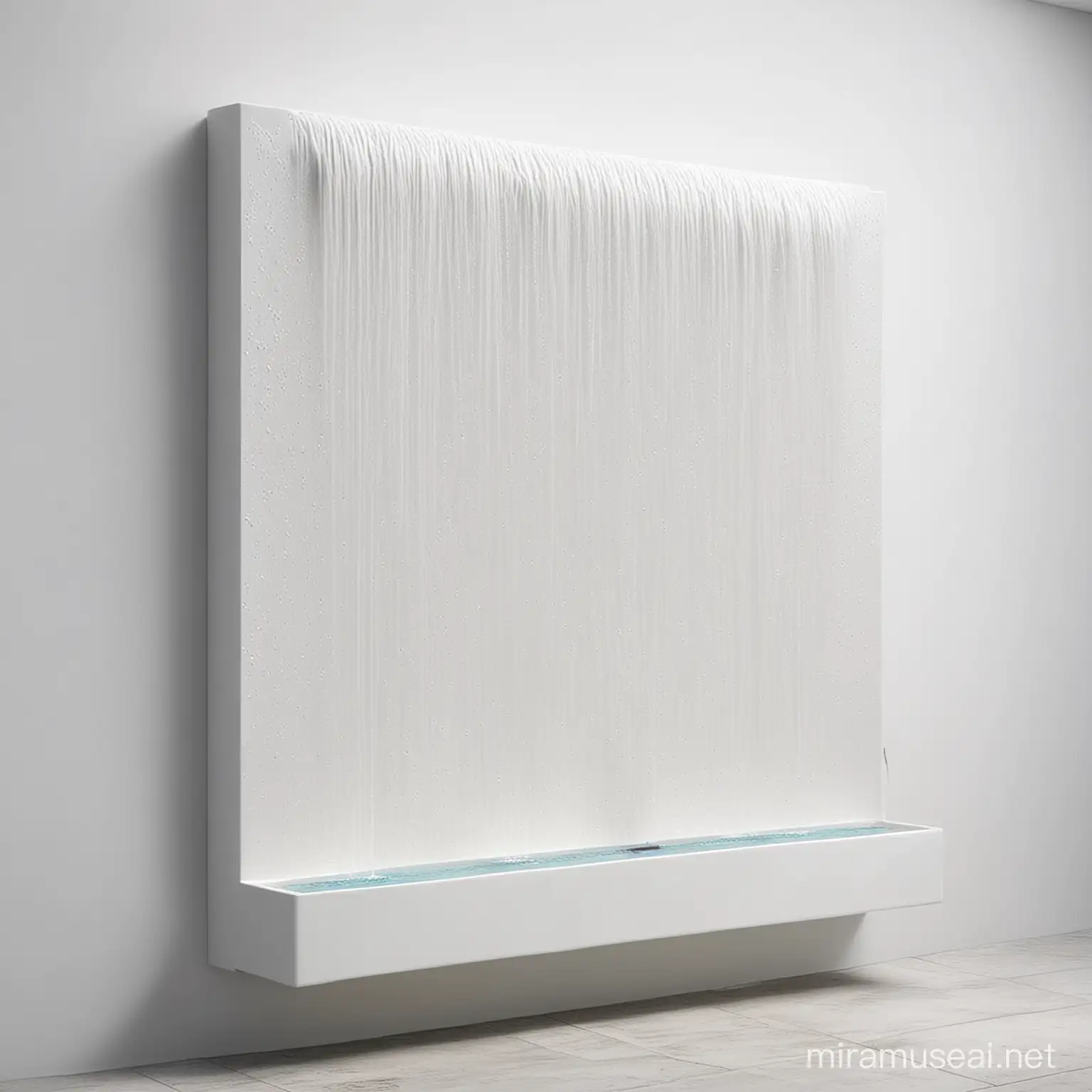 Serene White Wall Water Fountain with Cascading Thick Streams