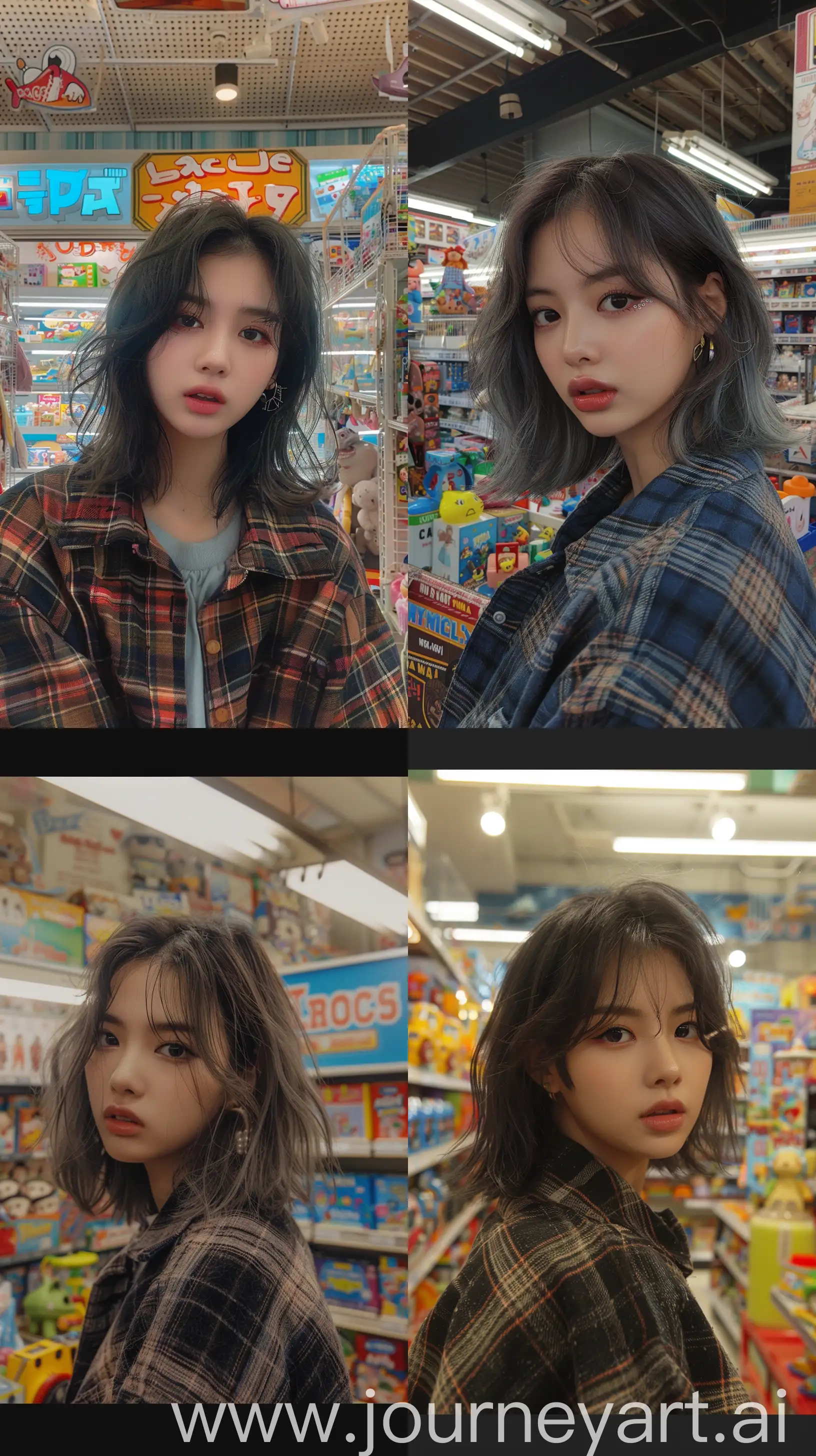 Blackpinks-Jennie-with-Medium-Wolfcut-Hair-in-Grunge-Aesthetic-at-Toys-Store