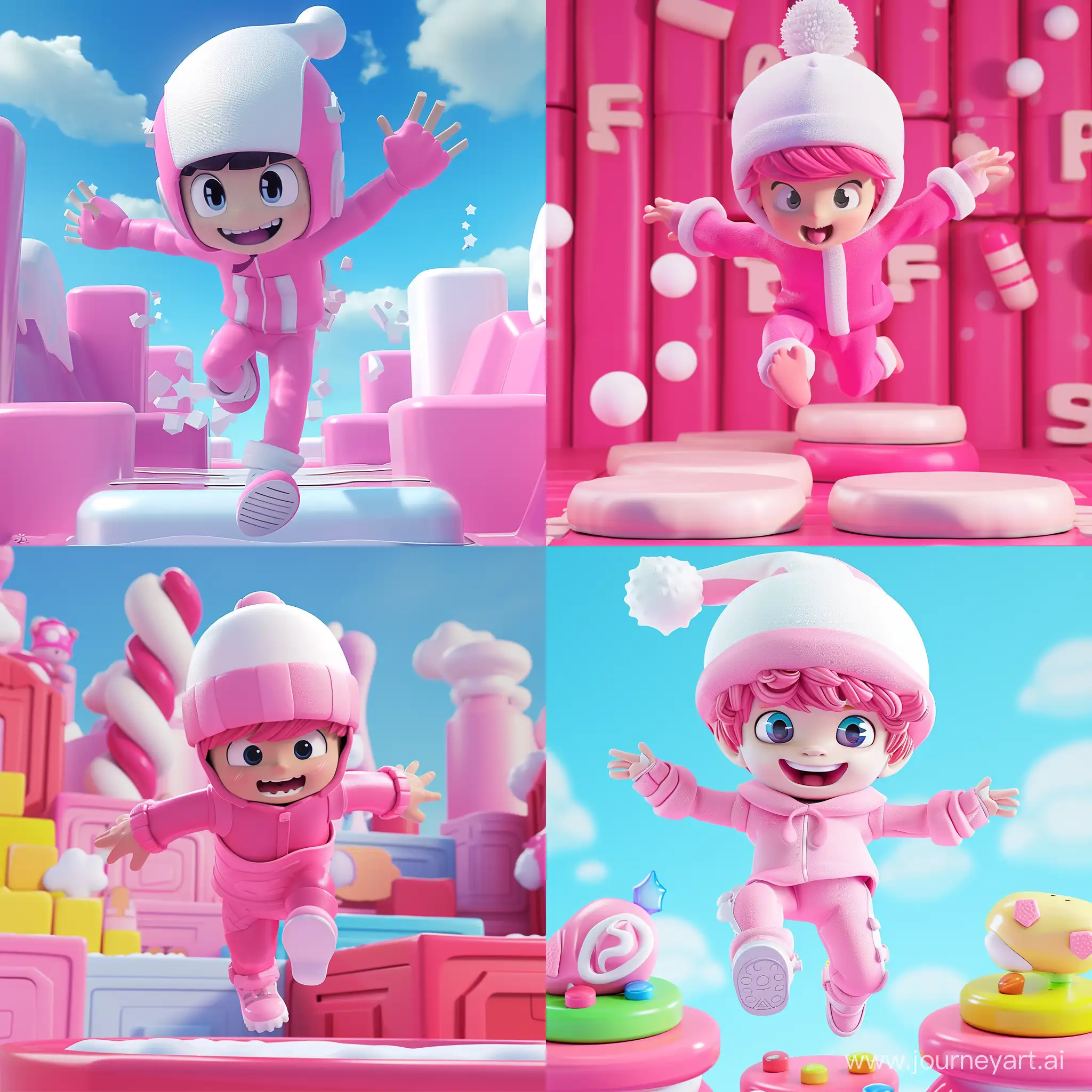 Playful-3D-Character-Navigating-Obstacle-Platforms-in-Pink-Costume