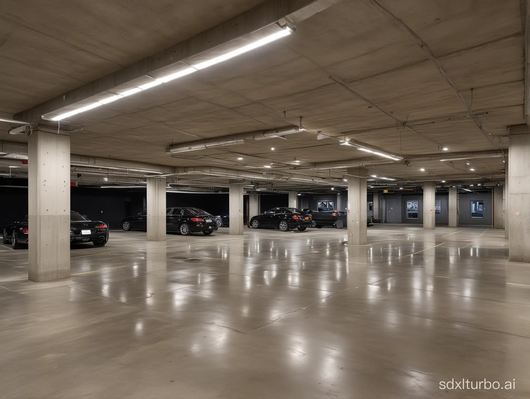 Elegant-Vehicle-Showcase-in-a-Chic-Underground-Garage