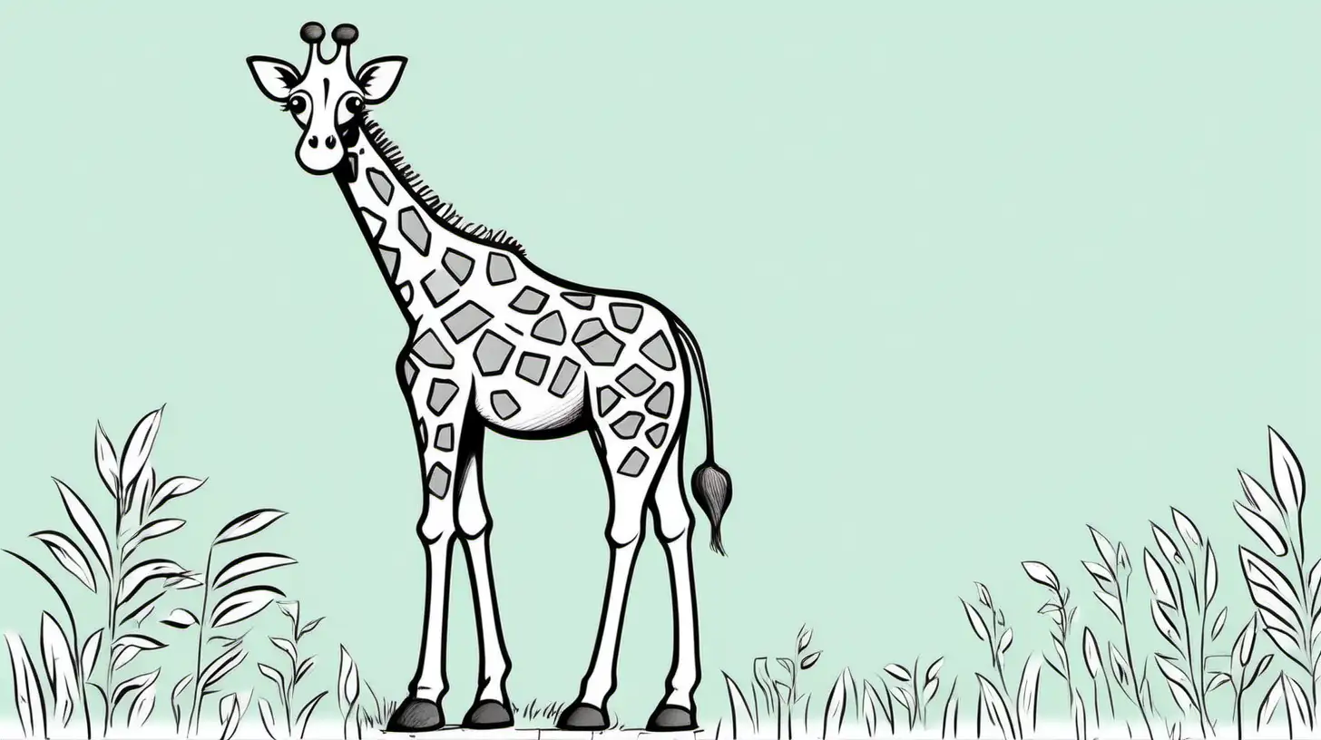 
"I'm creating a children's book for babies and toddlers aged 0-2 years and need a bright, simple cartoon-style illustration of a recognizable  giraffe .The image should feature clear outlines and be colored with bright, primary colors to engage young children's attention and aid in their cognitive development.High Contrast**: Use strong contrasts between the subject and the background to make the images stand out.Keep the designs simple and uncluttered. The focus should be on one main subject per image 