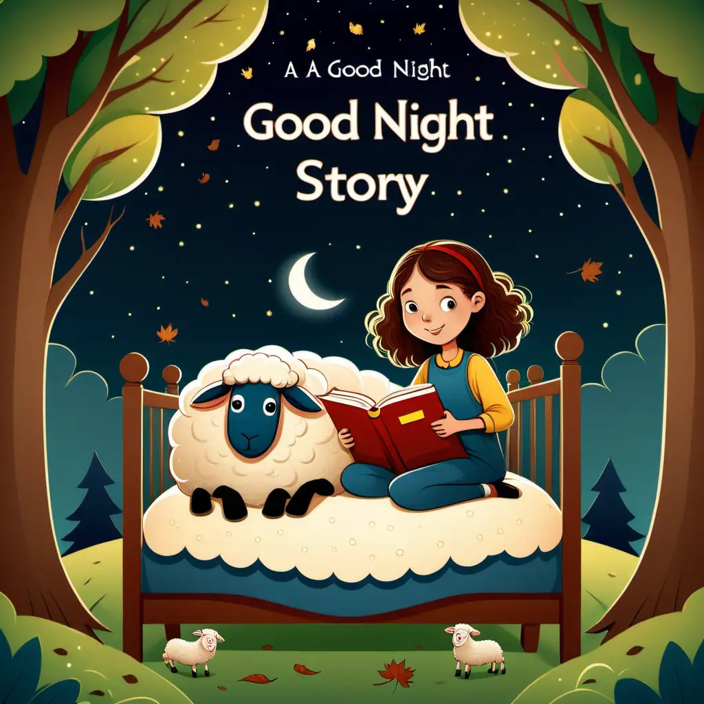Enchanting Nighttime Adventure Whimsical Tale of a Girl Sheep and Nature