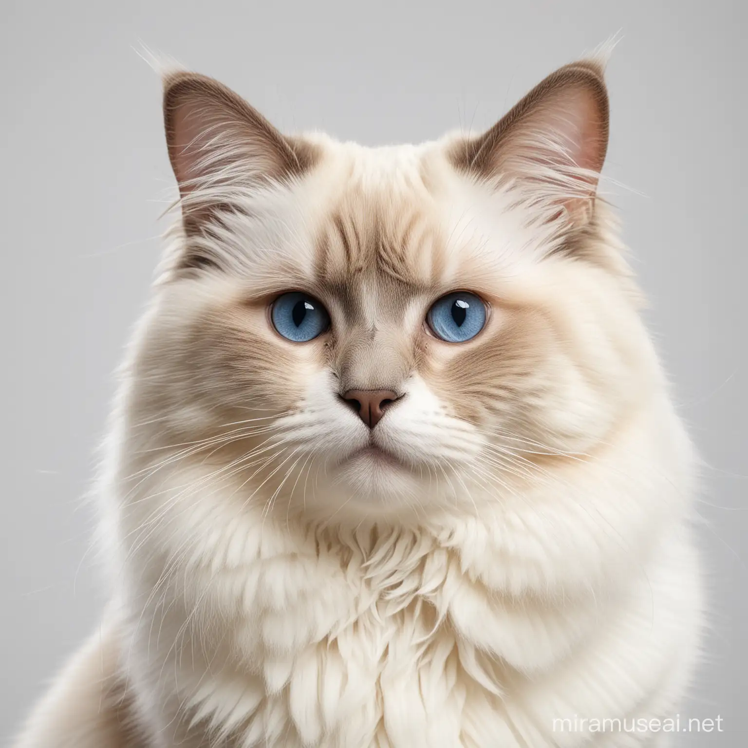 Studio Quality Ragdoll Cat with Exquisite Details on White Background