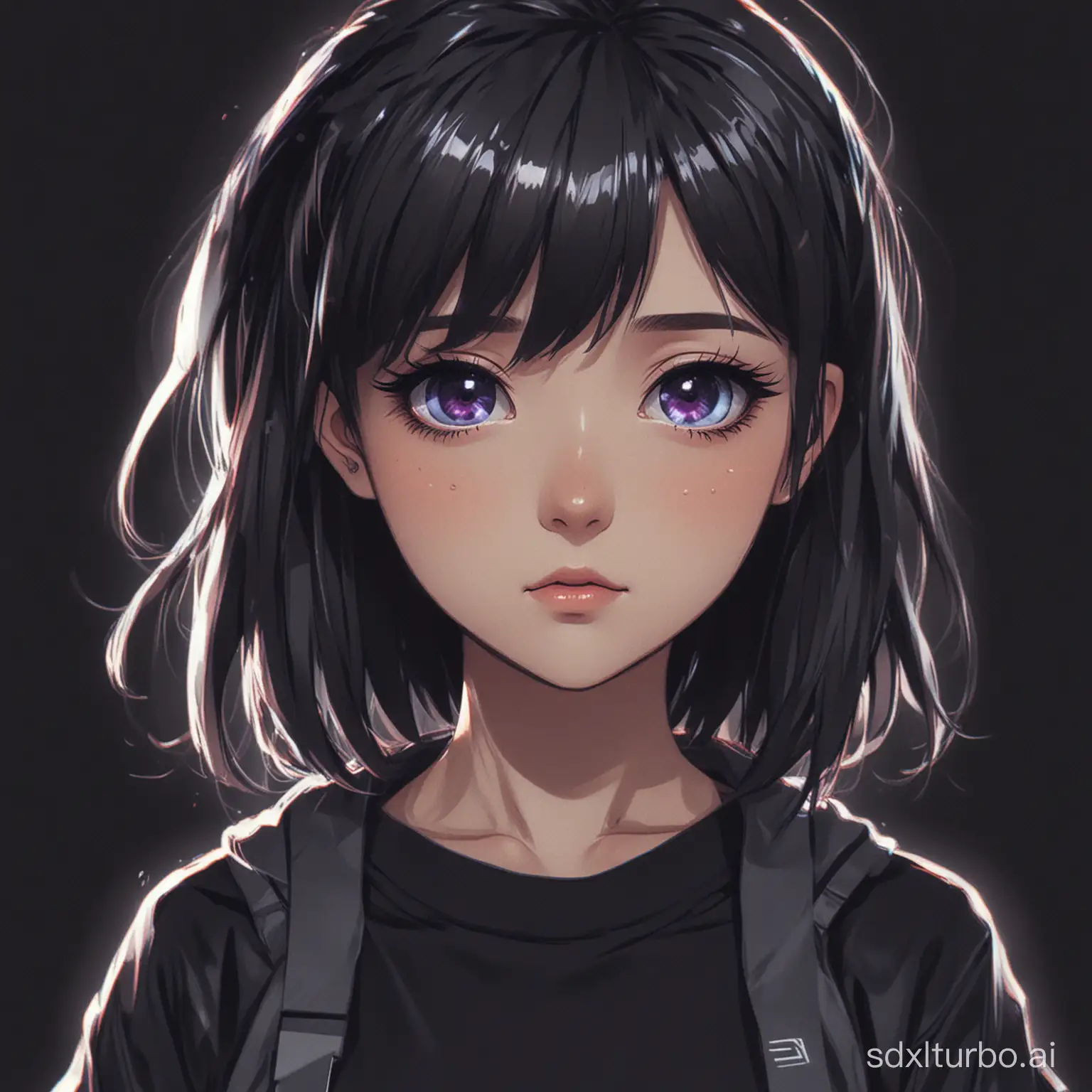 dark glitch anime pfp girl