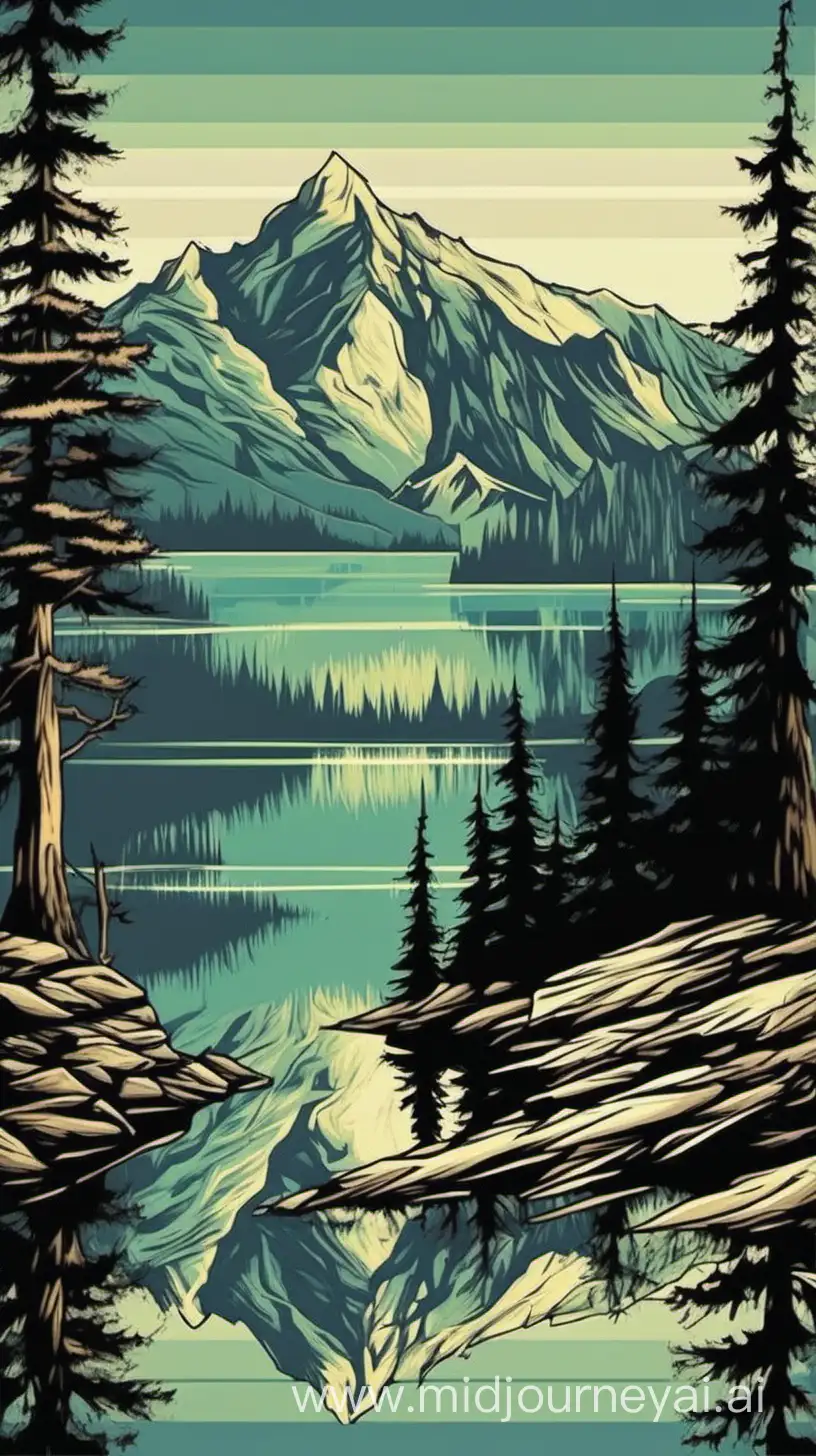 Serene Mountain Lake Landscape Art Print