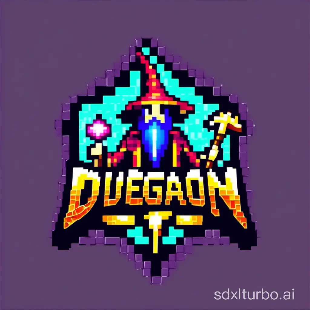 pixelated wizard dungeon rpg game logo