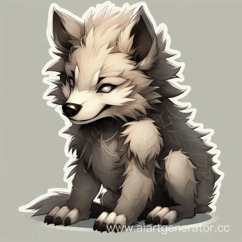 Anthropomorphic-Newborn-Wolf-Cub-with-LightBrown-Fur-and-Bony-Plates