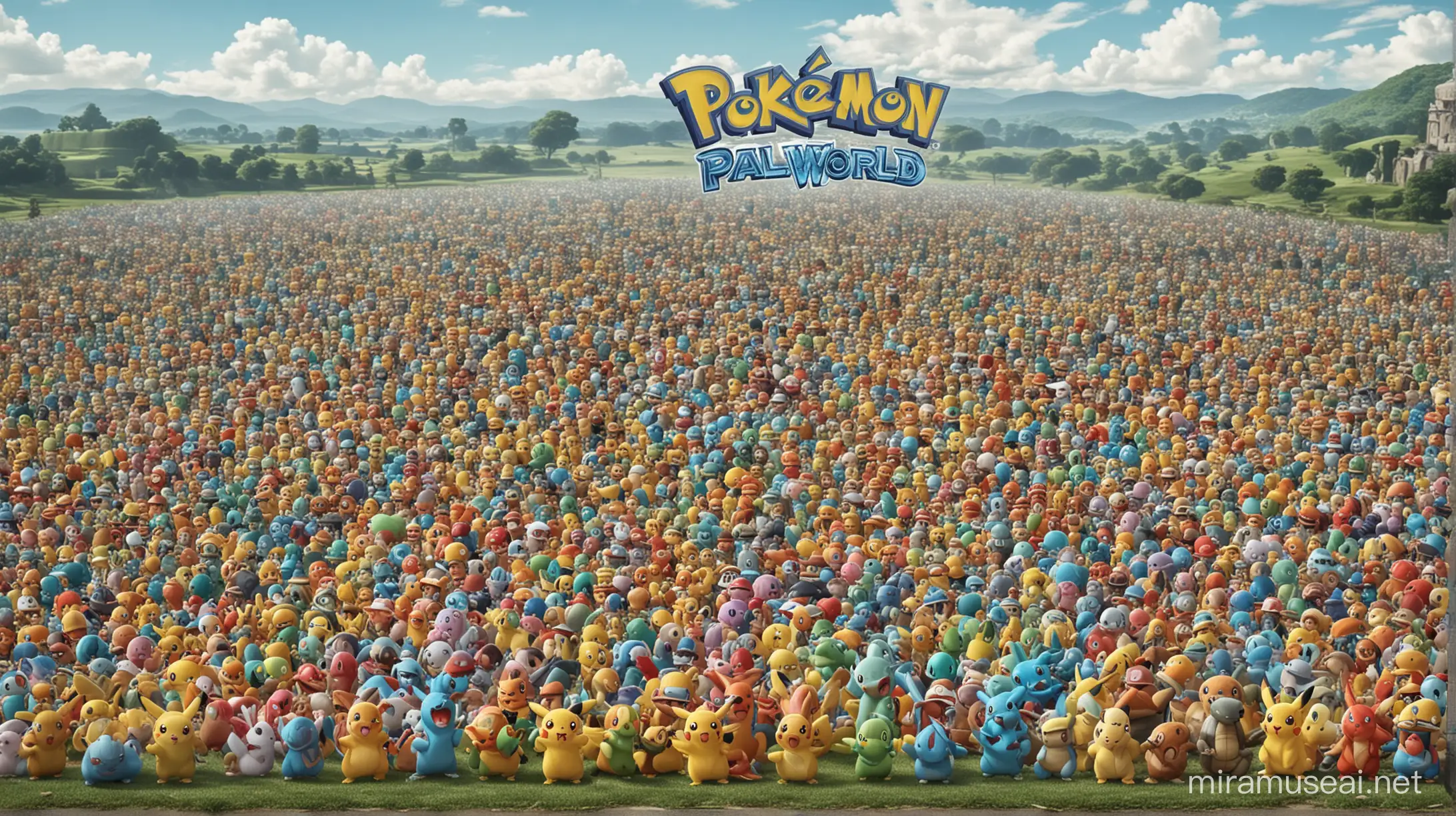 Colorful Palworld Pokemon Characters Exploring a Vibrant Fantasy World