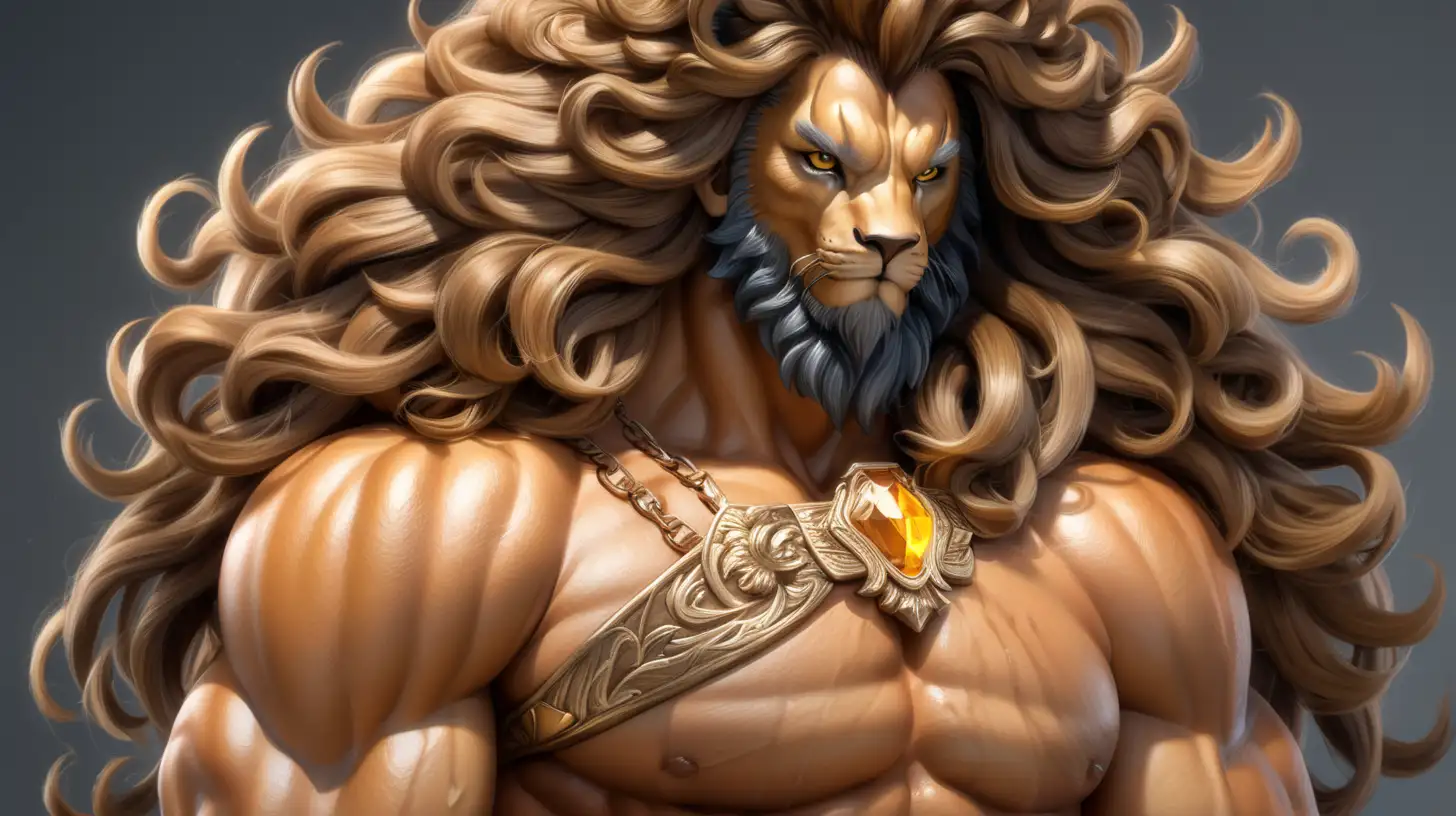 very hot beautiful catboy. very long curly wavey voluminous golden brown hair. unreal engine 5. hyperrealism. very intricately and microscopically detailed. Ultra high definition. abs. marble. neon. holographic. ultra realistic 3d blender sfm textures. fur trimmed forearms. golden honey brown fur. portrait. mane around neck. muscular shoulders. with monumental brawny frame. considerable pectorals. male focus. colossally strapping. seductive robust male. pectorals. broad pectorals. thick arms. biceps. triceps. obliques. very buff. dark gold lion mane fur shawl. bearded. arms behind head