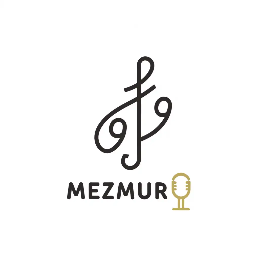 a logo design,with the text "mezmur መዝሙር", main symbol:music symbol and microphone,Moderate,be used in Religious industry,clear background