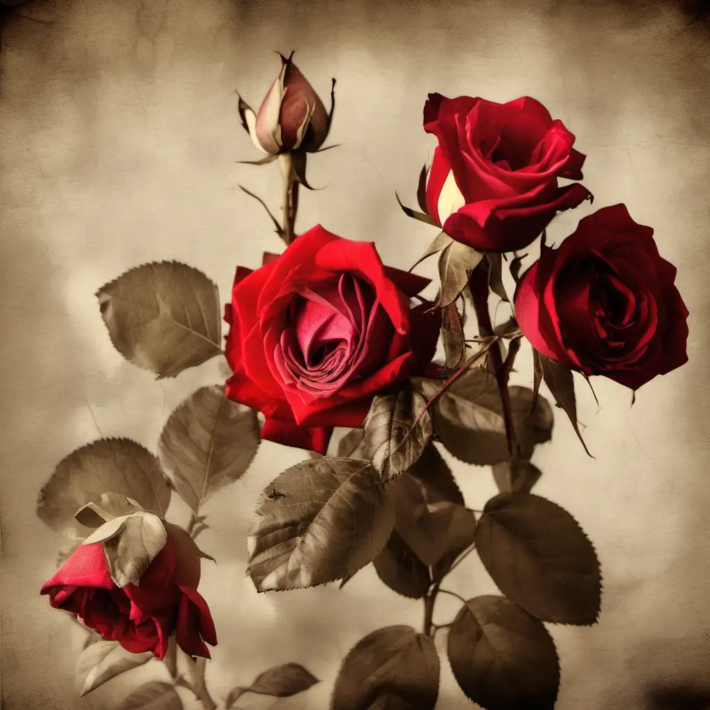 red old roses faded 

