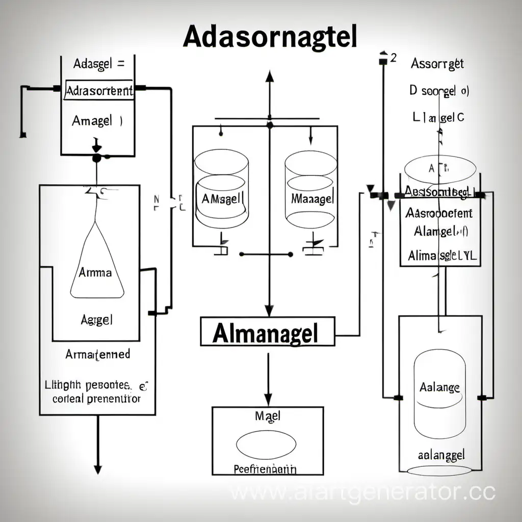 схематическое изображение адсорбента 
almagel
