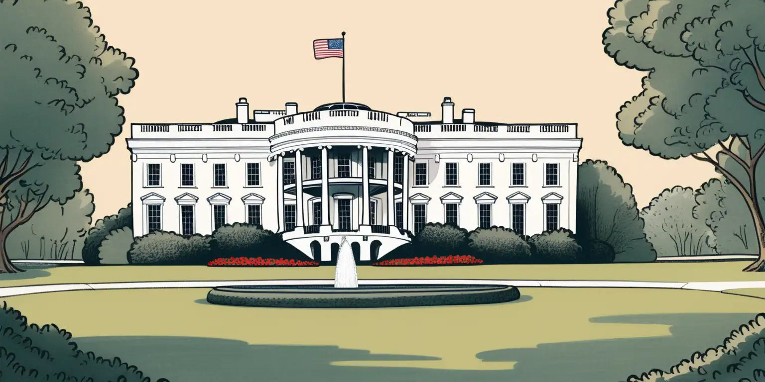 Cheerful Cartoon Illustration of the White House