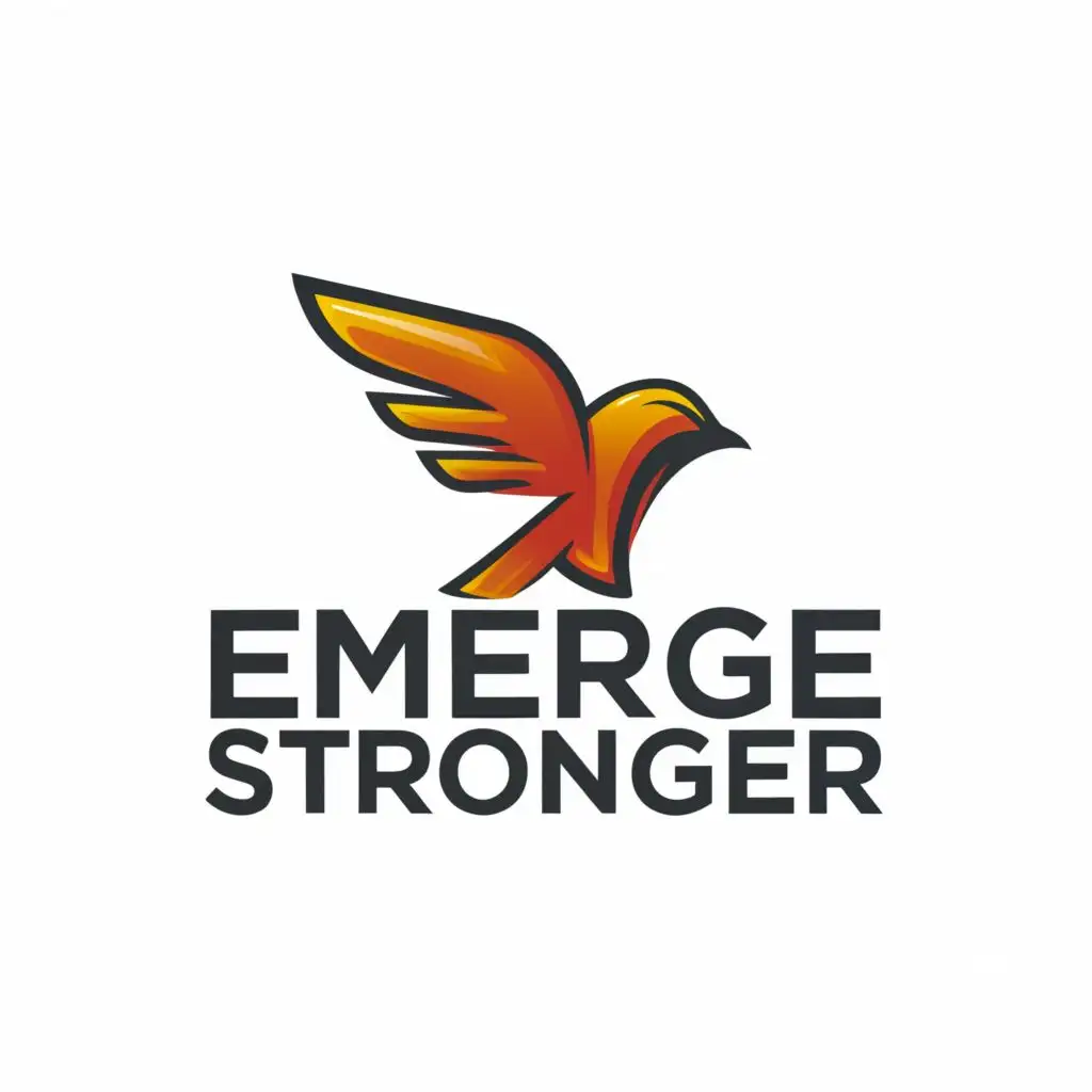 a logo design,with the text "Emerge Stronger", main symbol:Freedom blue ,Moderate,clear background