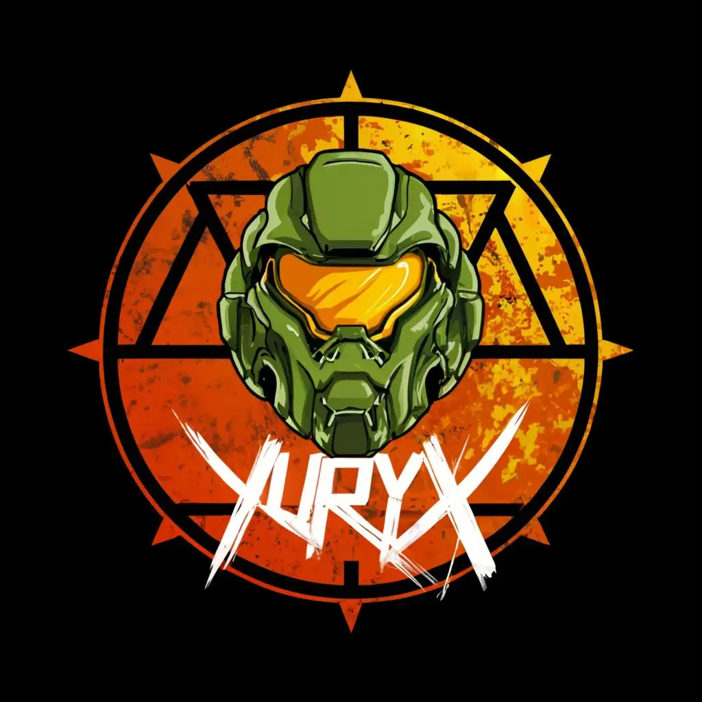 logo, doom slayer, with the text "urry", typography
