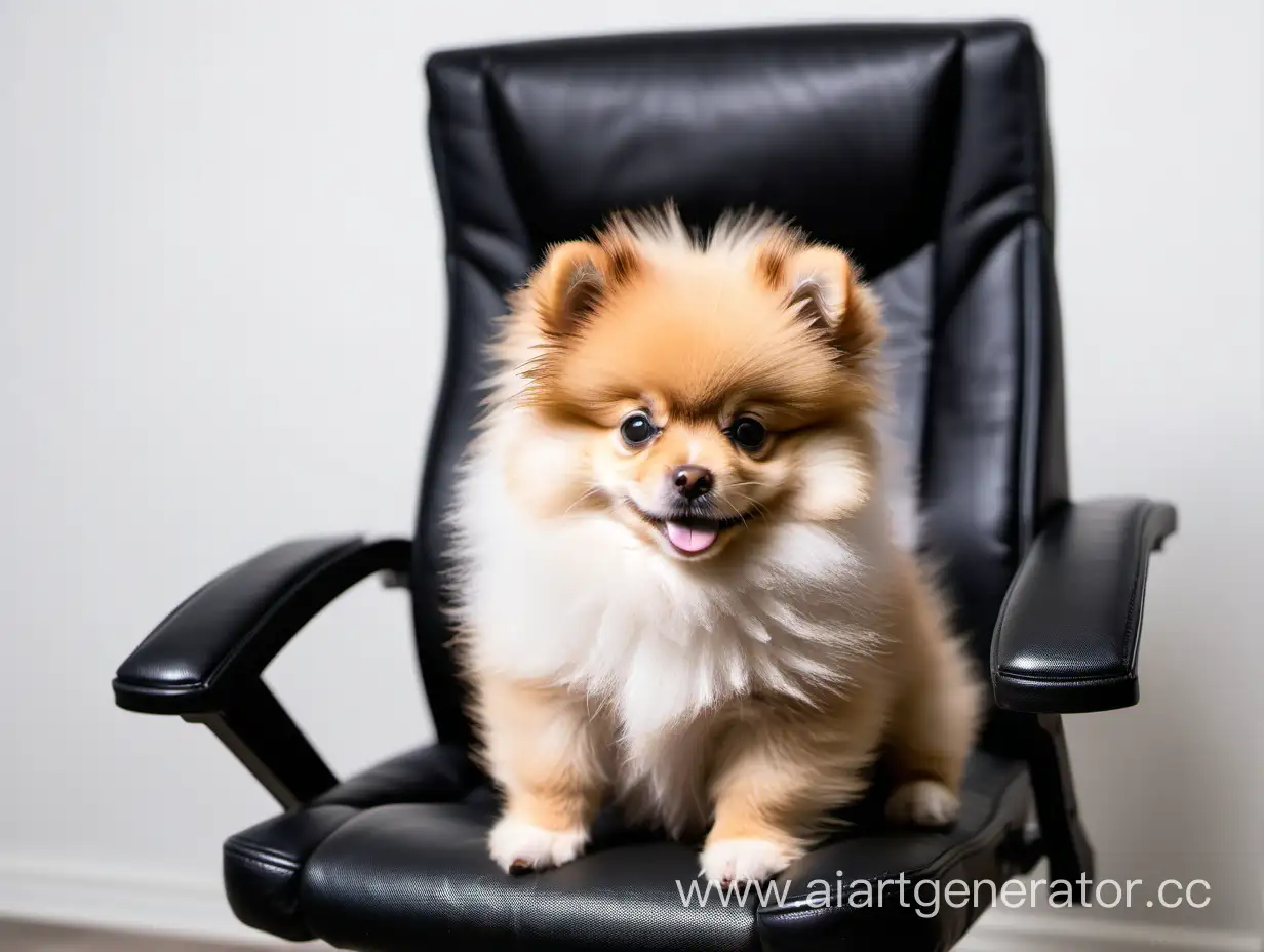 Adorable-Pomeranian-Puppy-Lounging-on-a-Stylish-Gaming-Chair