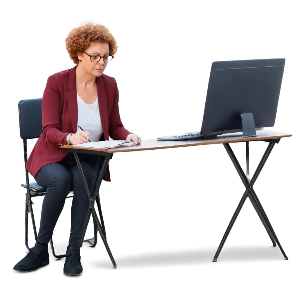 Elderly-Teacher-Checking-Homework-in-PNG-A-Focused-and-Detailed-Image-Format