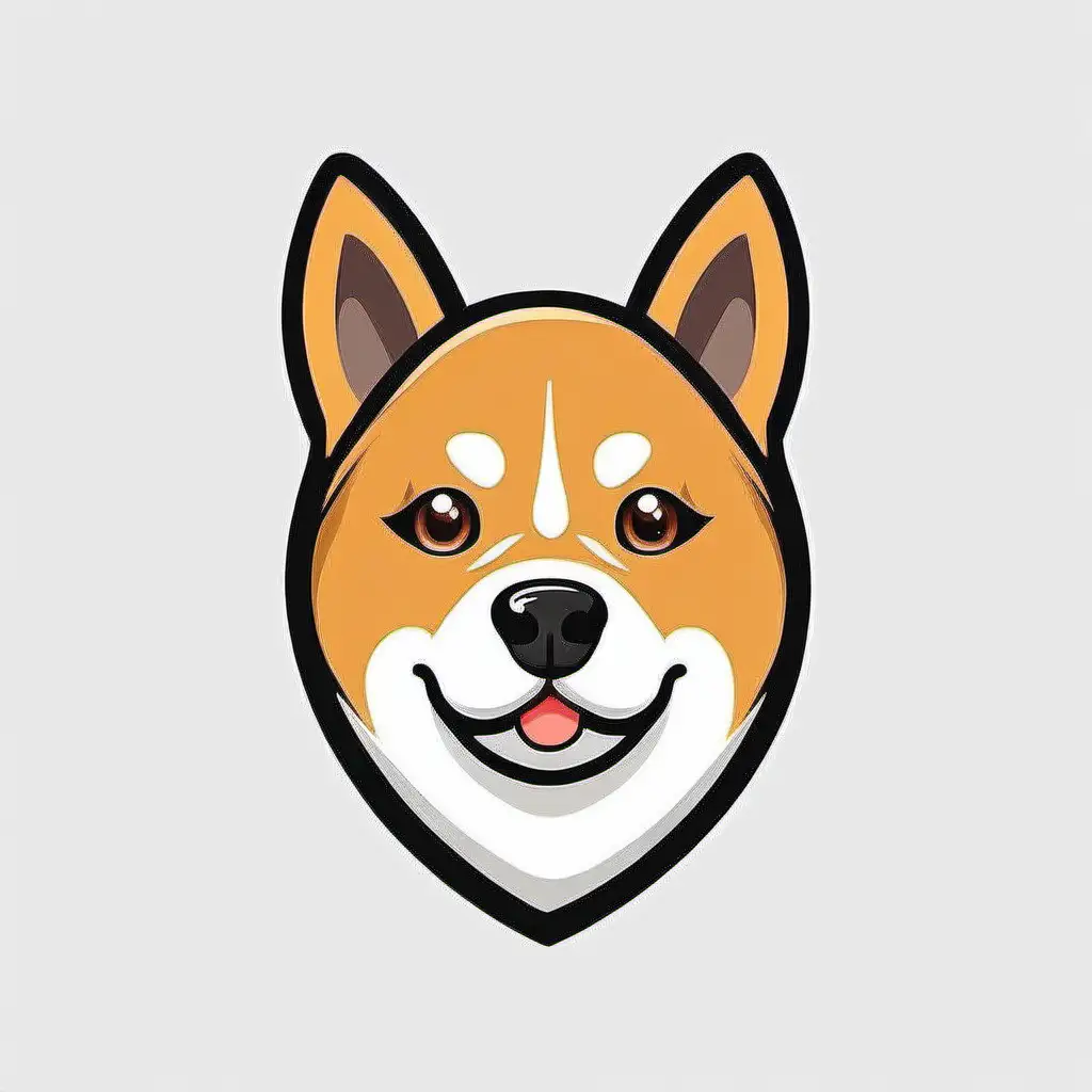Cartoon Shiba Inu Dog Icon on White Background