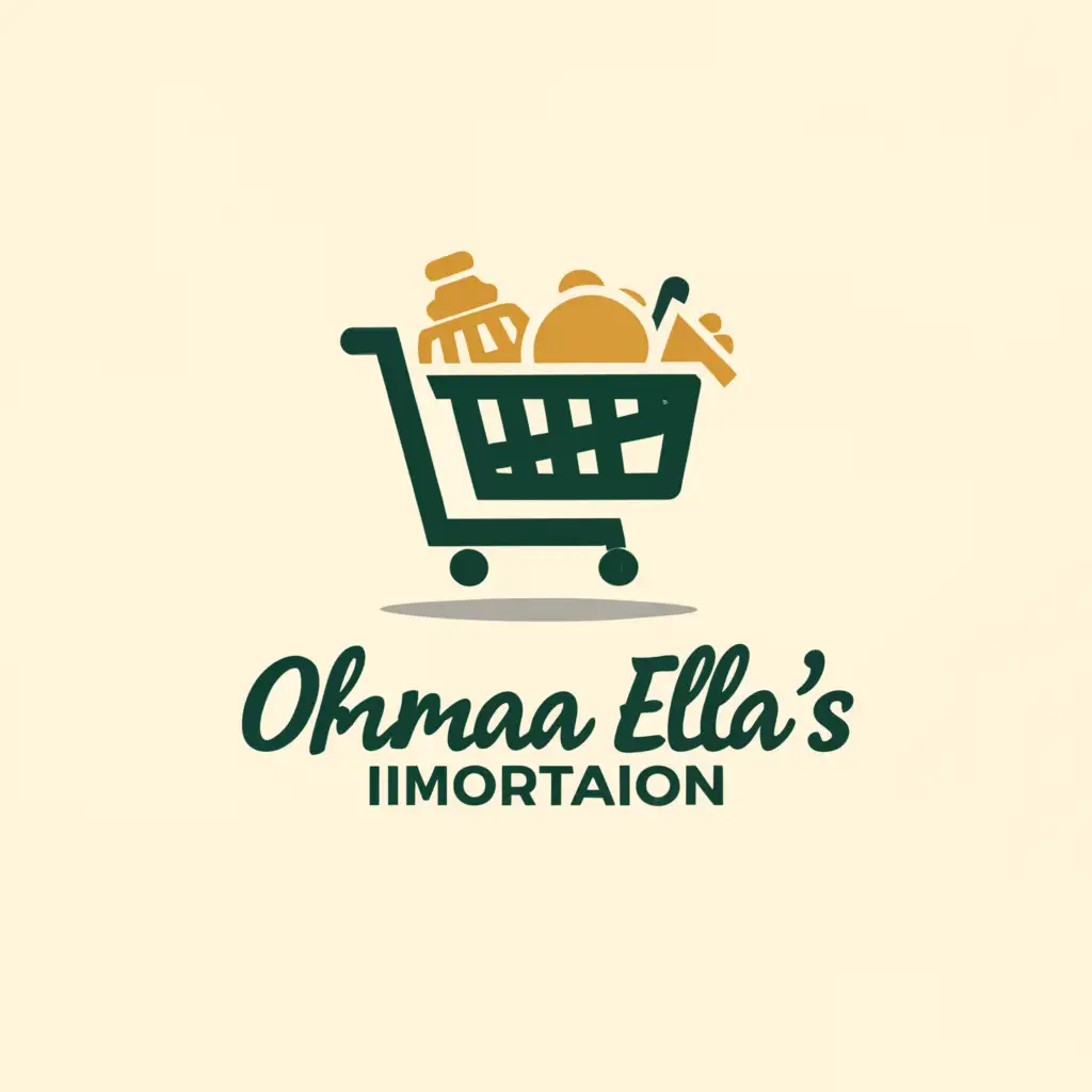 a logo design,with the text "Ohemaa Ella's Importation", main symbol:cart,Moderate,be used in Retail industry,clear background