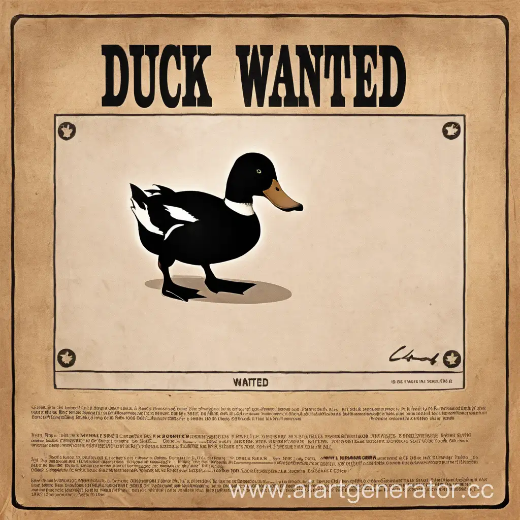 Quirky-Duck-Wanted-Poster-Playful-Waterfowl-in-Search-of-Adventure