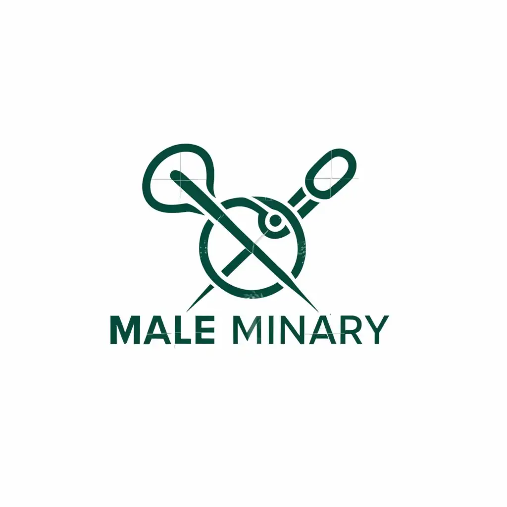 a logo design,with the text "male miary", main symbol:needle, thread, sewing,Minimalistic,clear background