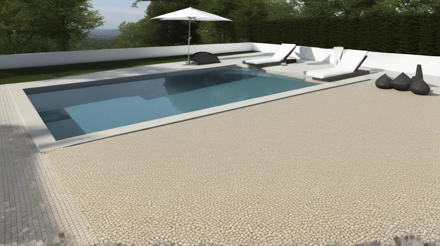 Luxurious Terrace Pool with Fine Stone Flooring Elegant House Decor under the Sun