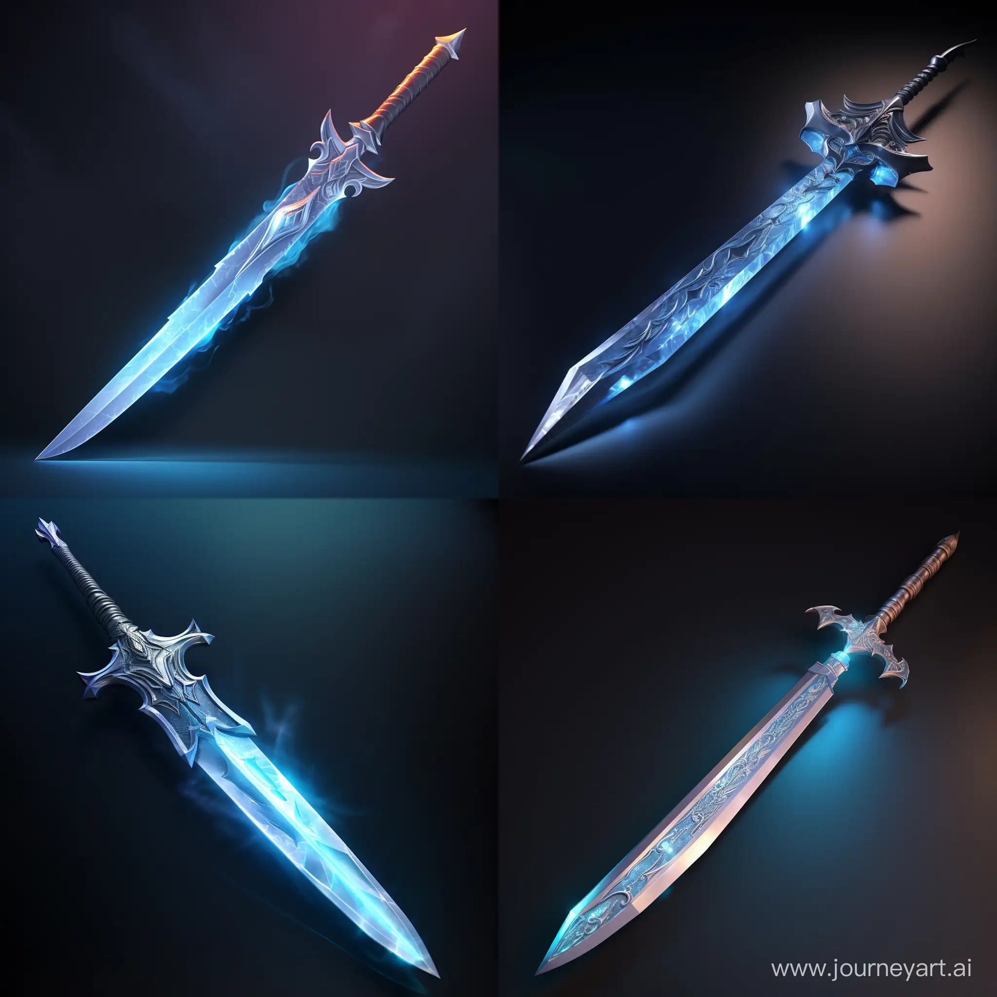 Enchanted-Broken-Swords-Mystical-Blades-in-Glowing-Blue-Ice