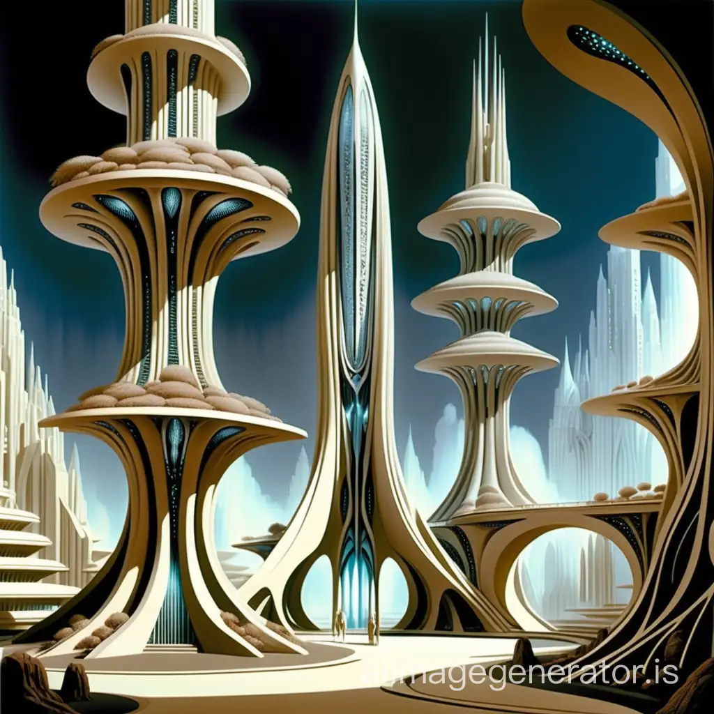 bioarchitecture, the future , fantasy design by Bob Mackie