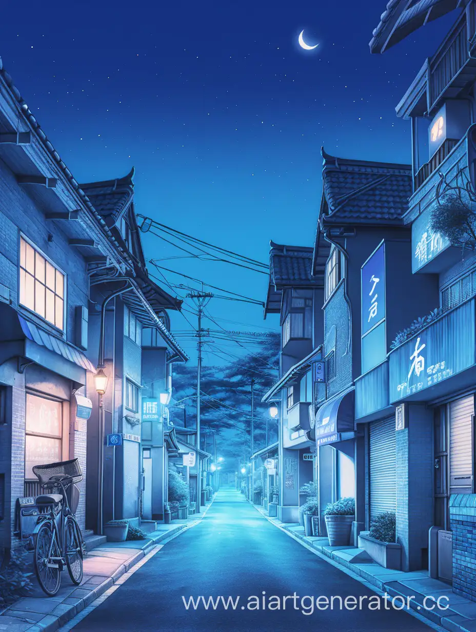 улица ночь синий градиент  синий градиент  аниме стиль