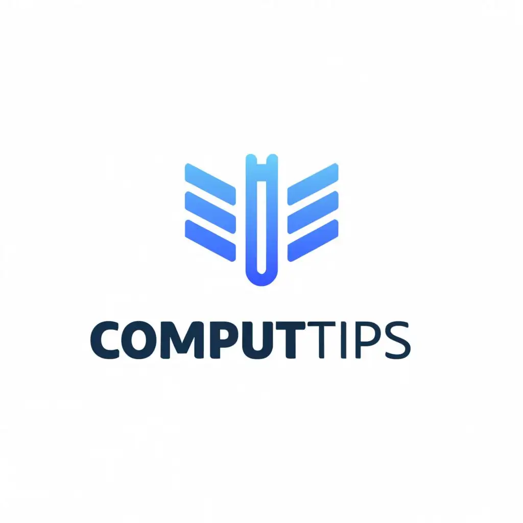 a logo design,with the text "CompuTips", main symbol:notes, blue, books, pen,Moderate,be used in Education industry,clear background