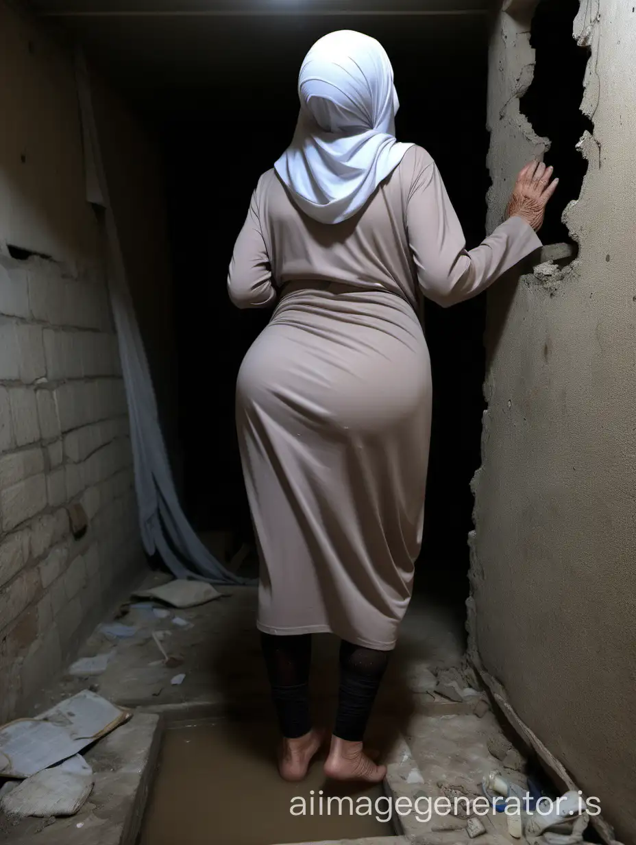 Elderly Hijabi Woman in Gaza Basement Realistic Portrait of Resilience | AI  Image Generator