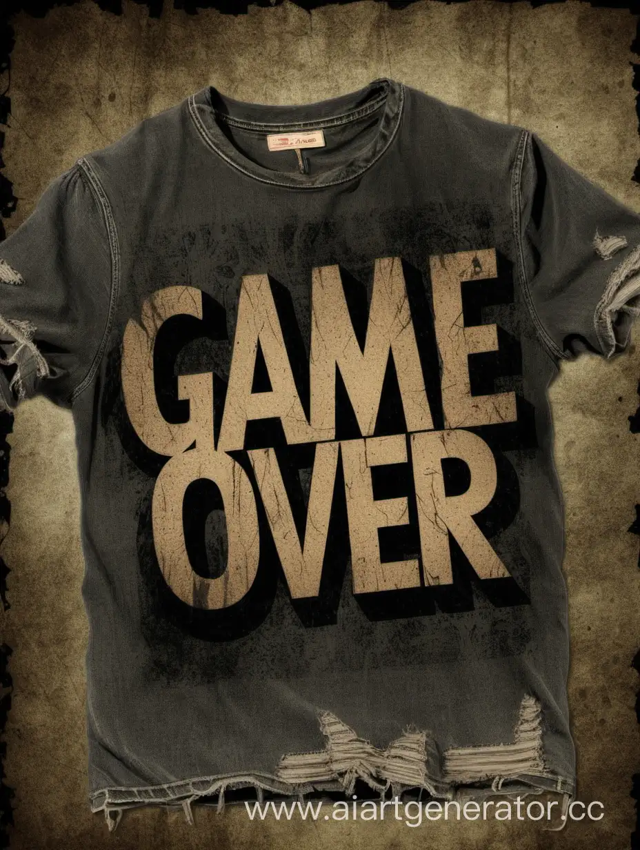 "Game Over" with distressed textures and worn-out designs, giving a vintage and worn-in look to the 