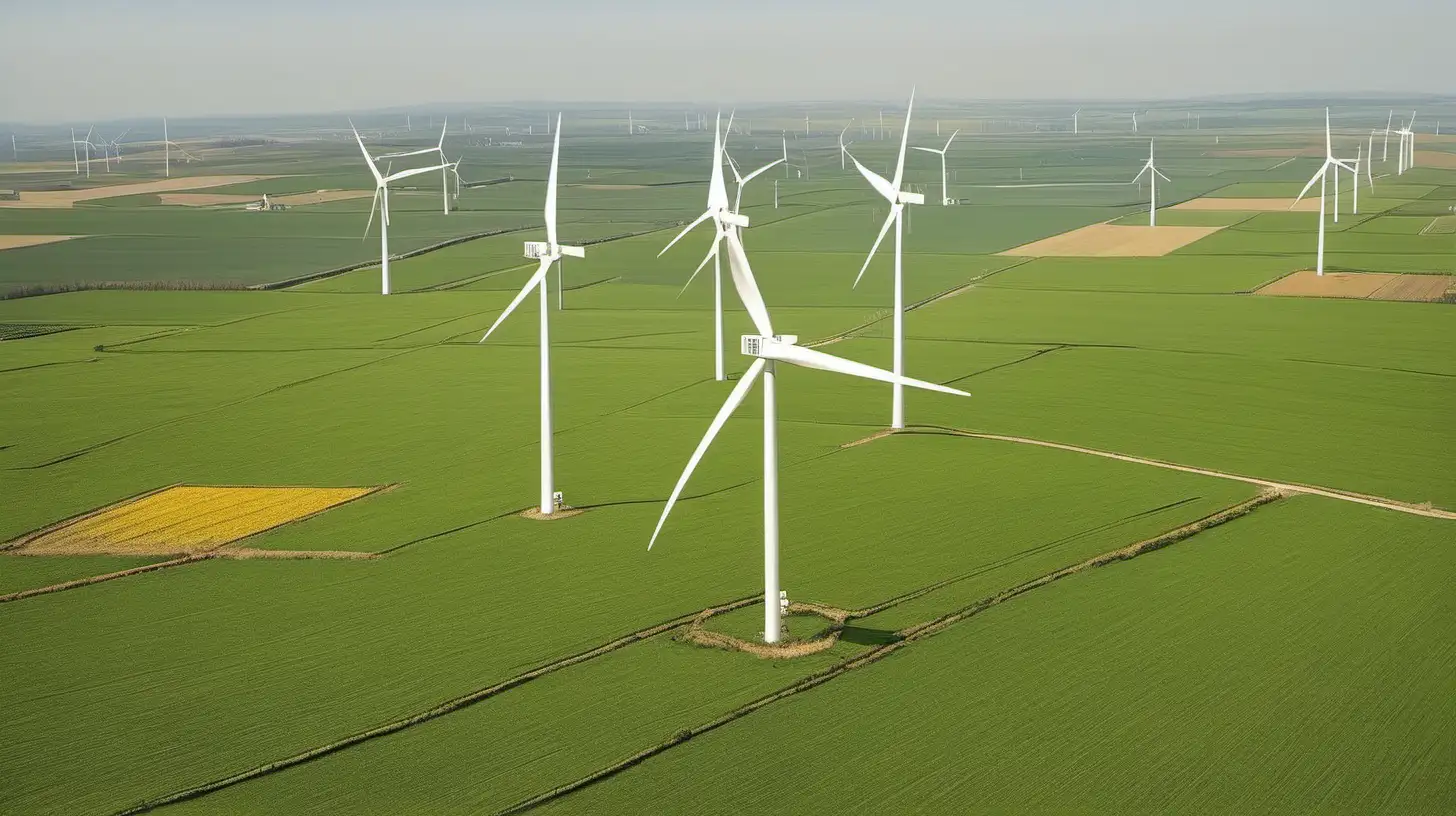 Sustainable Energy Harvest Wind Turbines in Vast Fields