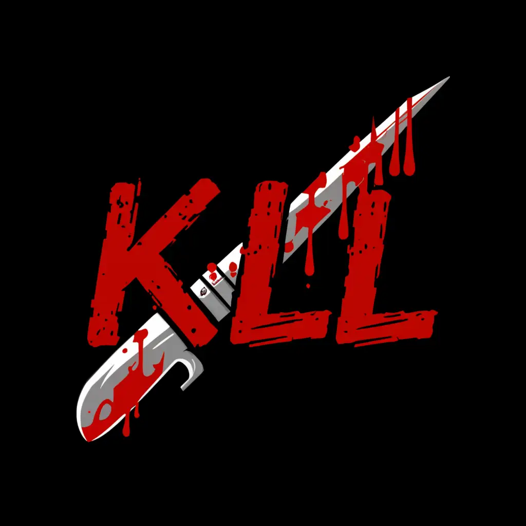 a logo design,with the text "kill", main symbol:knife blood,Moderate,be used in Entertainment industry,clear background