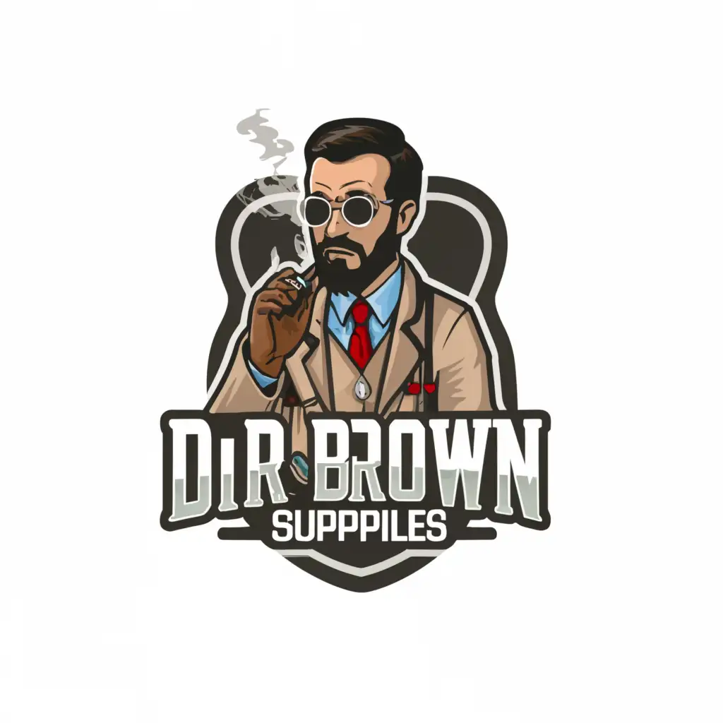 LOGO-Design-For-Dr-Brown-Supplies-Professional-Brown-Doctor-Smoking-a-Blunt-for-Medical-and-Dental-Industry