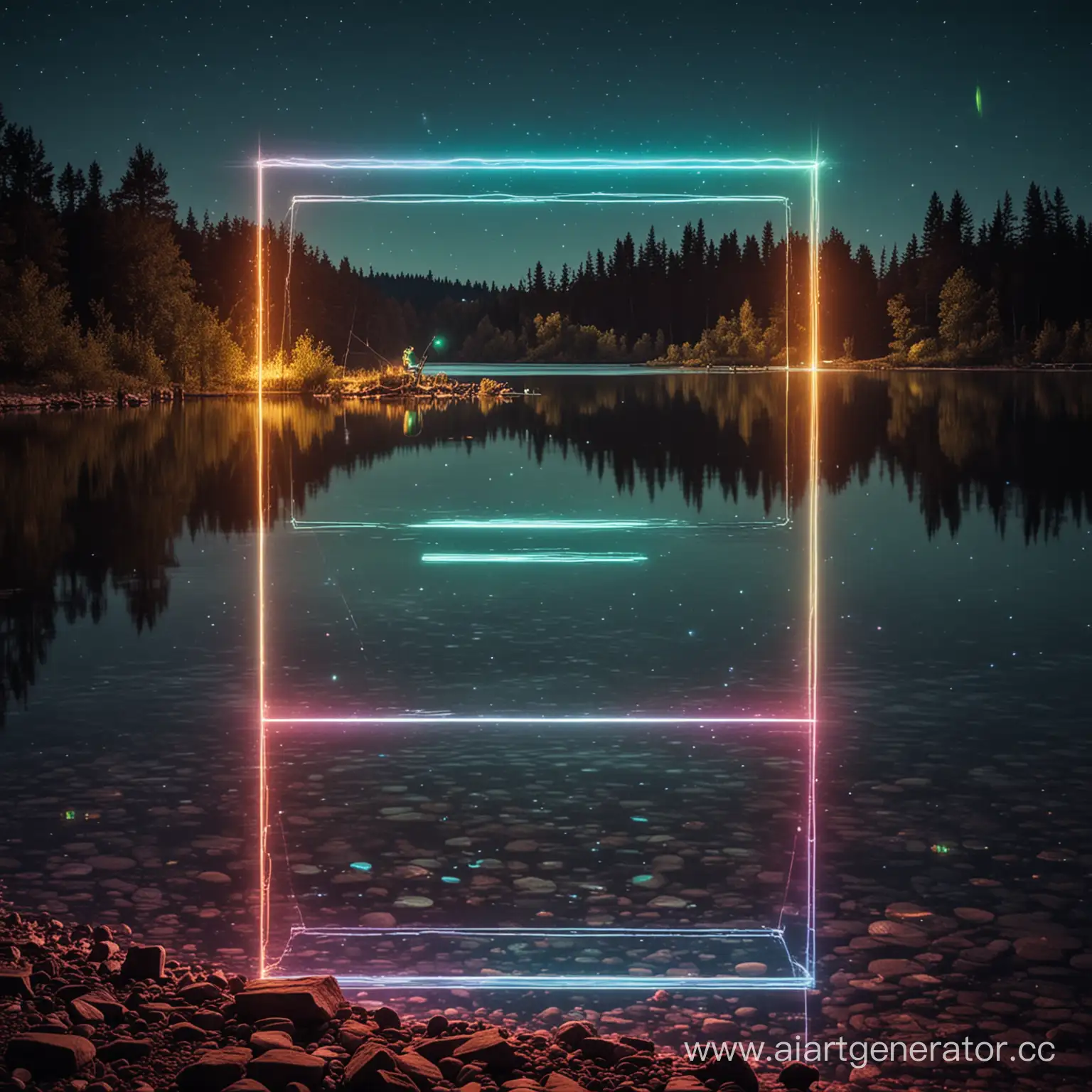 Futuristic-Neon-Fishing-on-the-Digital-Lake-Shore